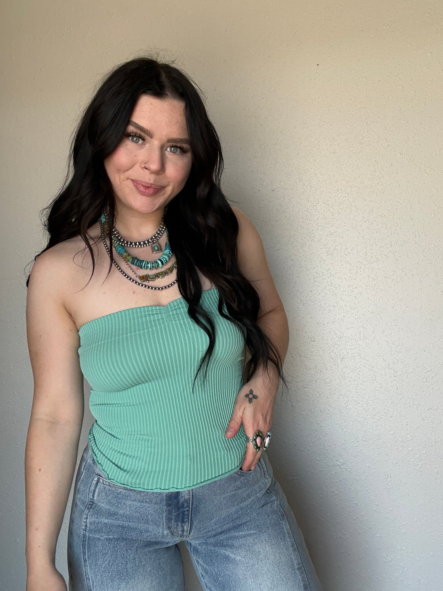 Fitted Tube Top *Green Teal