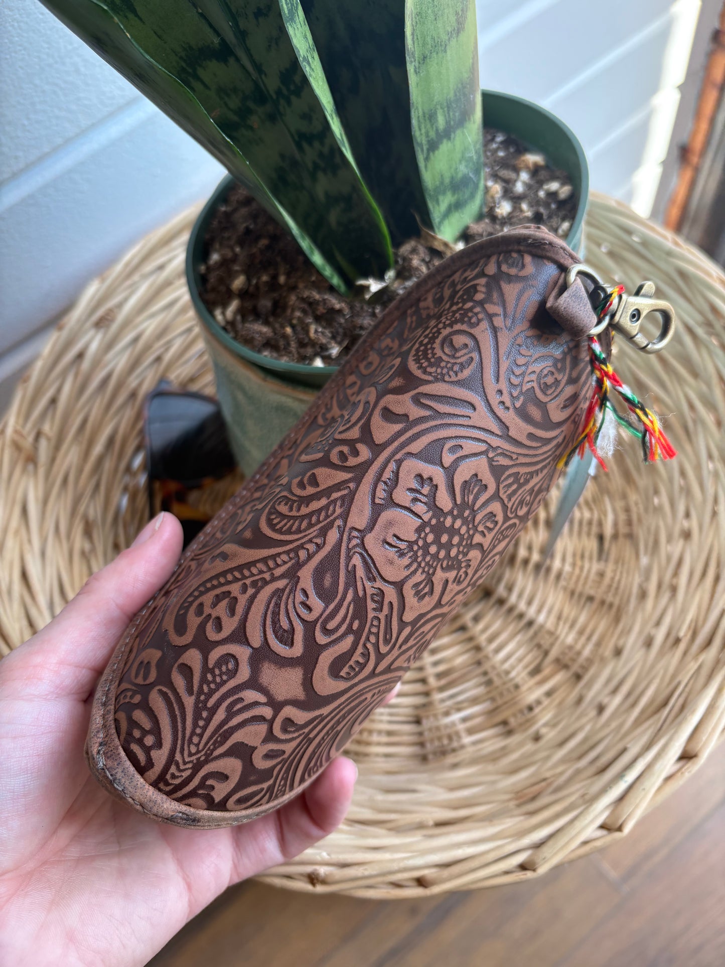 Silver Creek Embossed Leather Sunglass Case