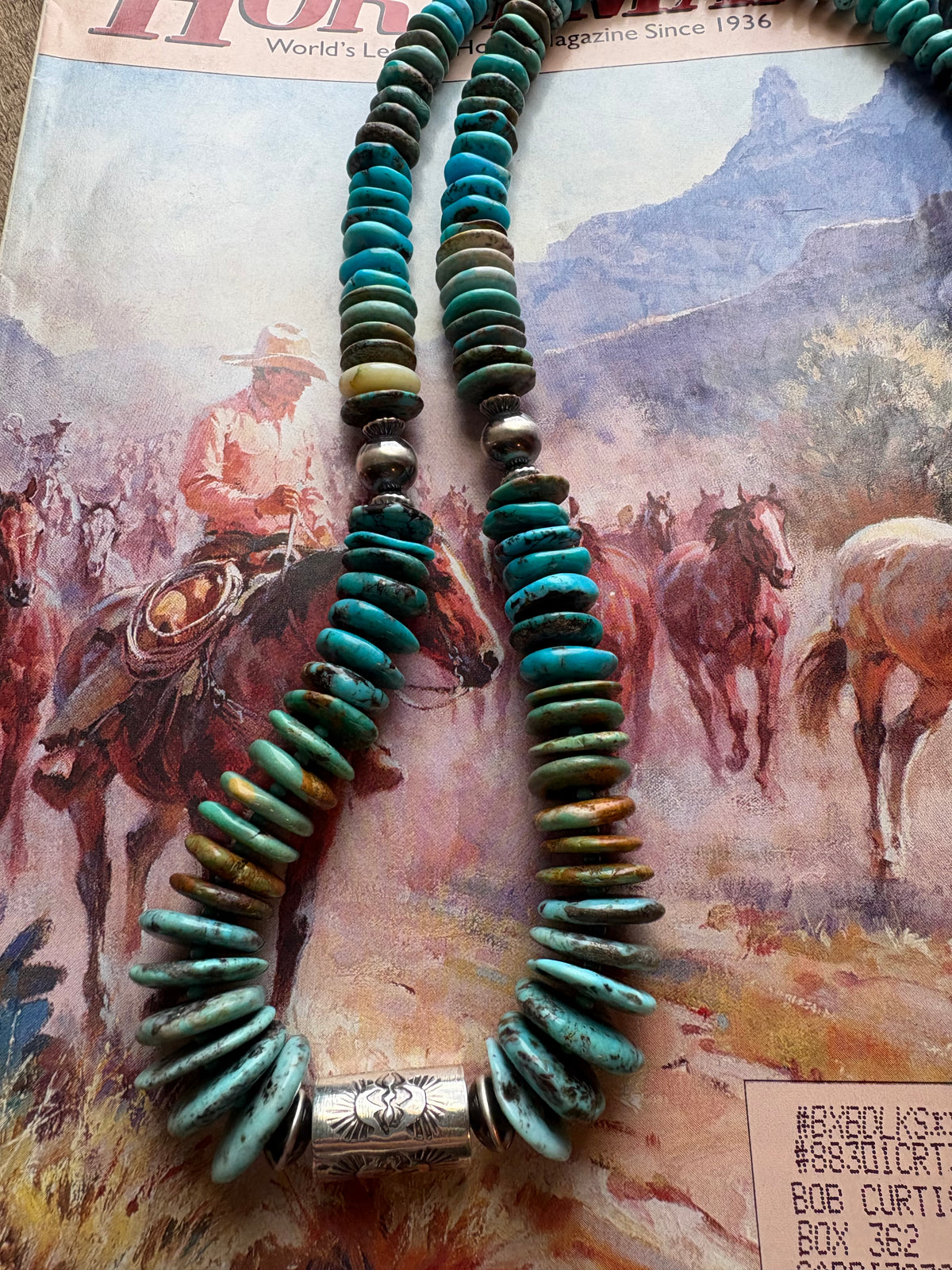 Kimberly Tom Turquoise and Barrel Bead Necklace