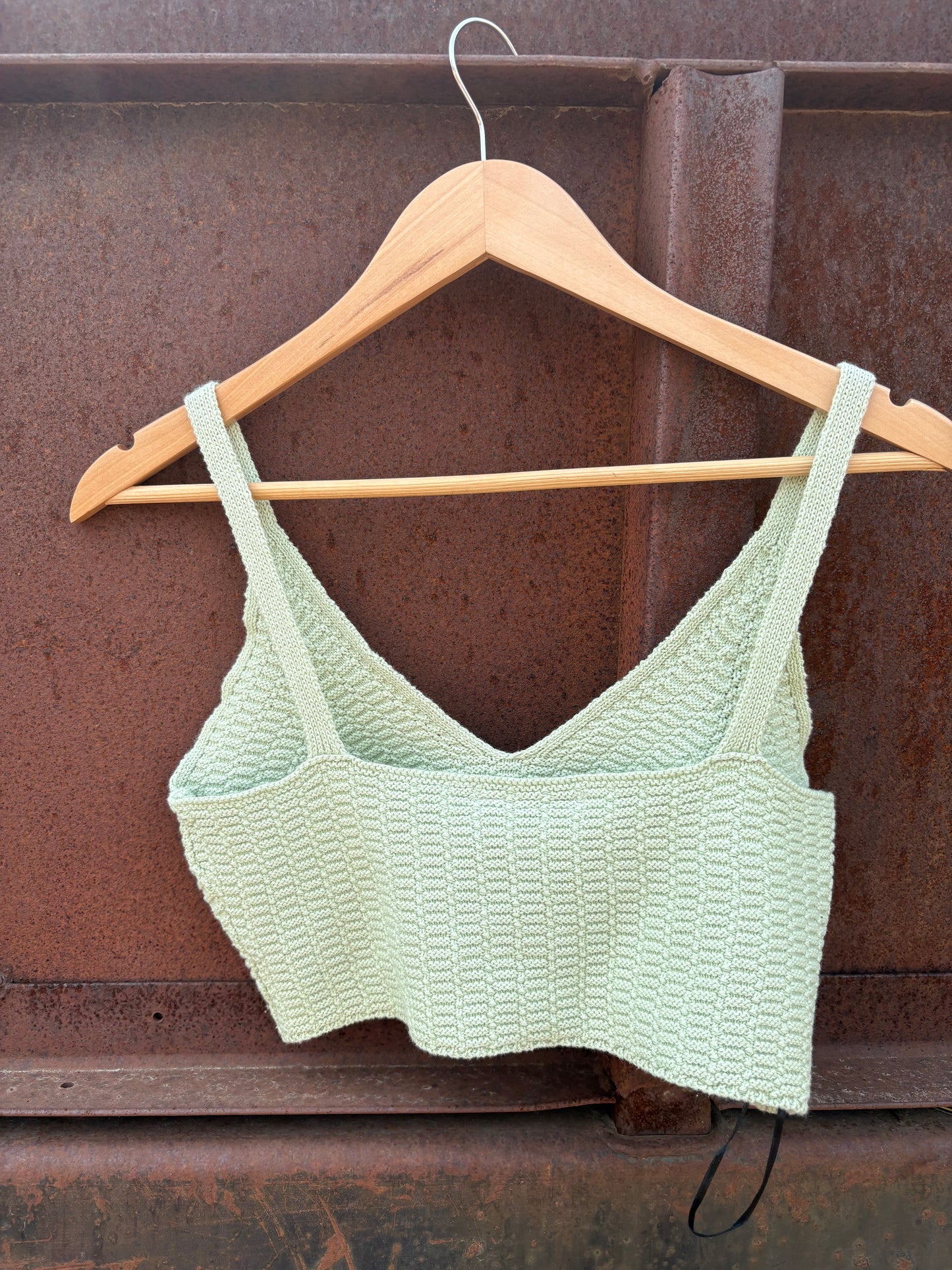 Crochet Knit Bralette: PASTEL GREEN