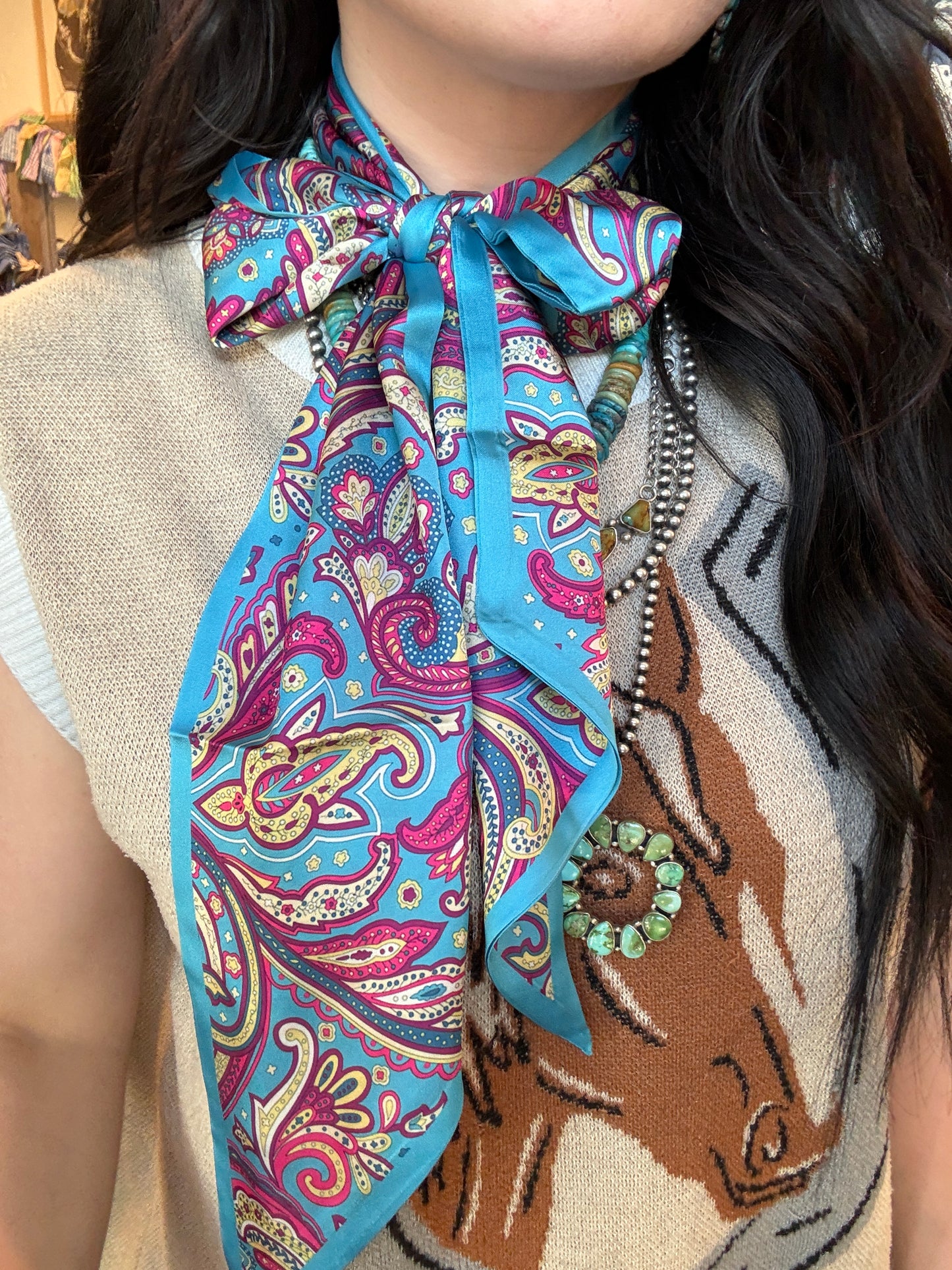 Blue Paisley Twilly