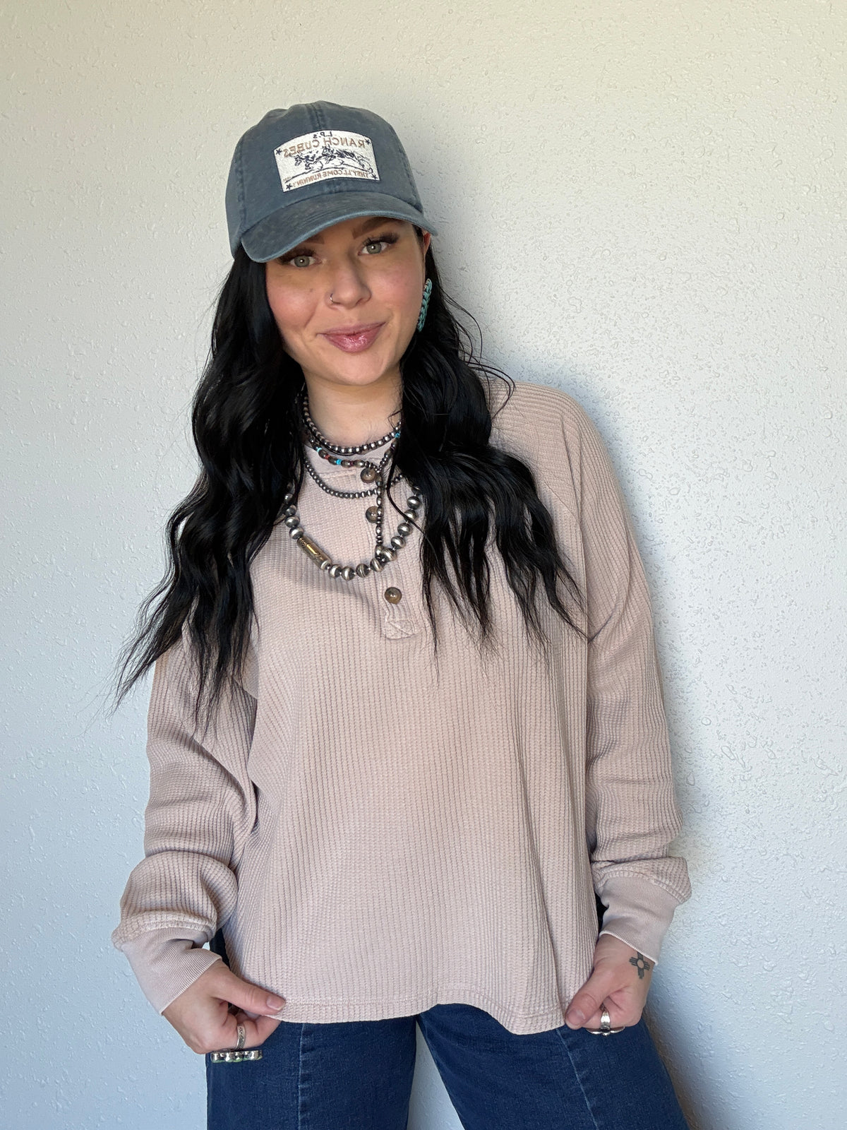 The Henley Waffle Knit Long Sleeve