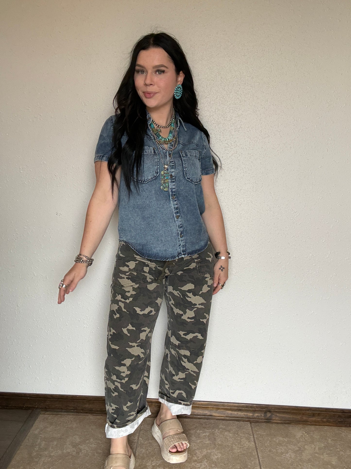 The Cowboy Camo Horseshoe Barrel Jean