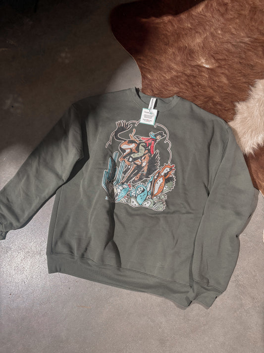 Cowboys & Cactus XOXO ART Hand-drawn Crewneck