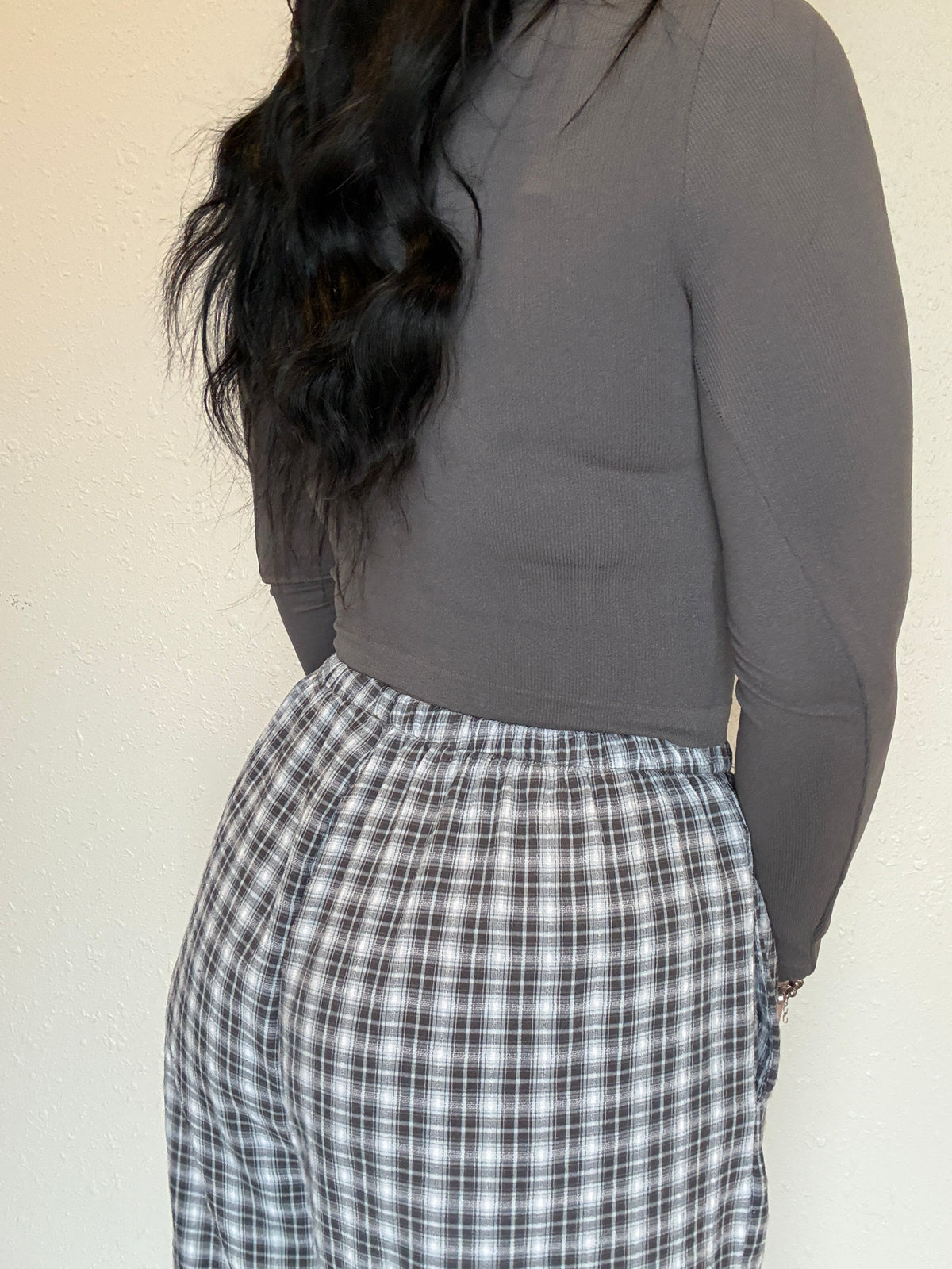 Long Sleeve Crew Neck Rib Seamless Top *Grey