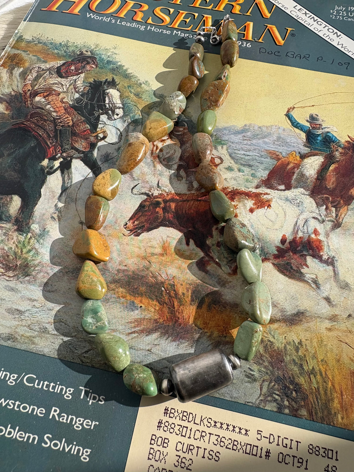 Chunky Turquoise & Barrel Bead Necklace