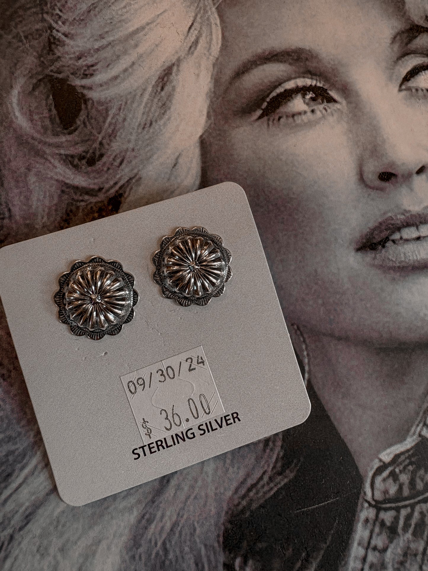 Sterling Silver Blooming Flower Concho Stud