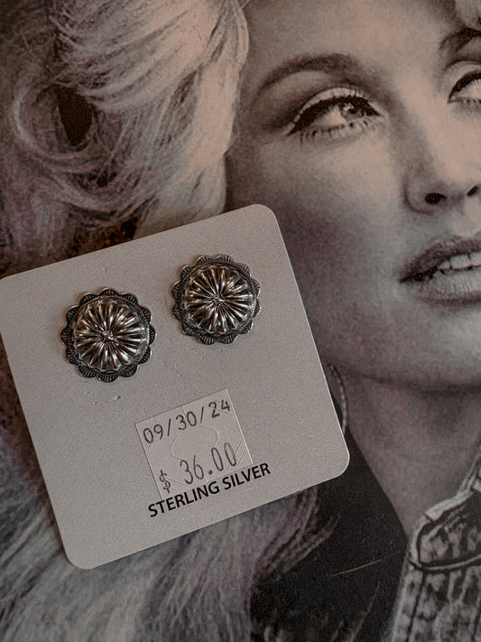 Sterling Silver Blooming Flower Concho Stud