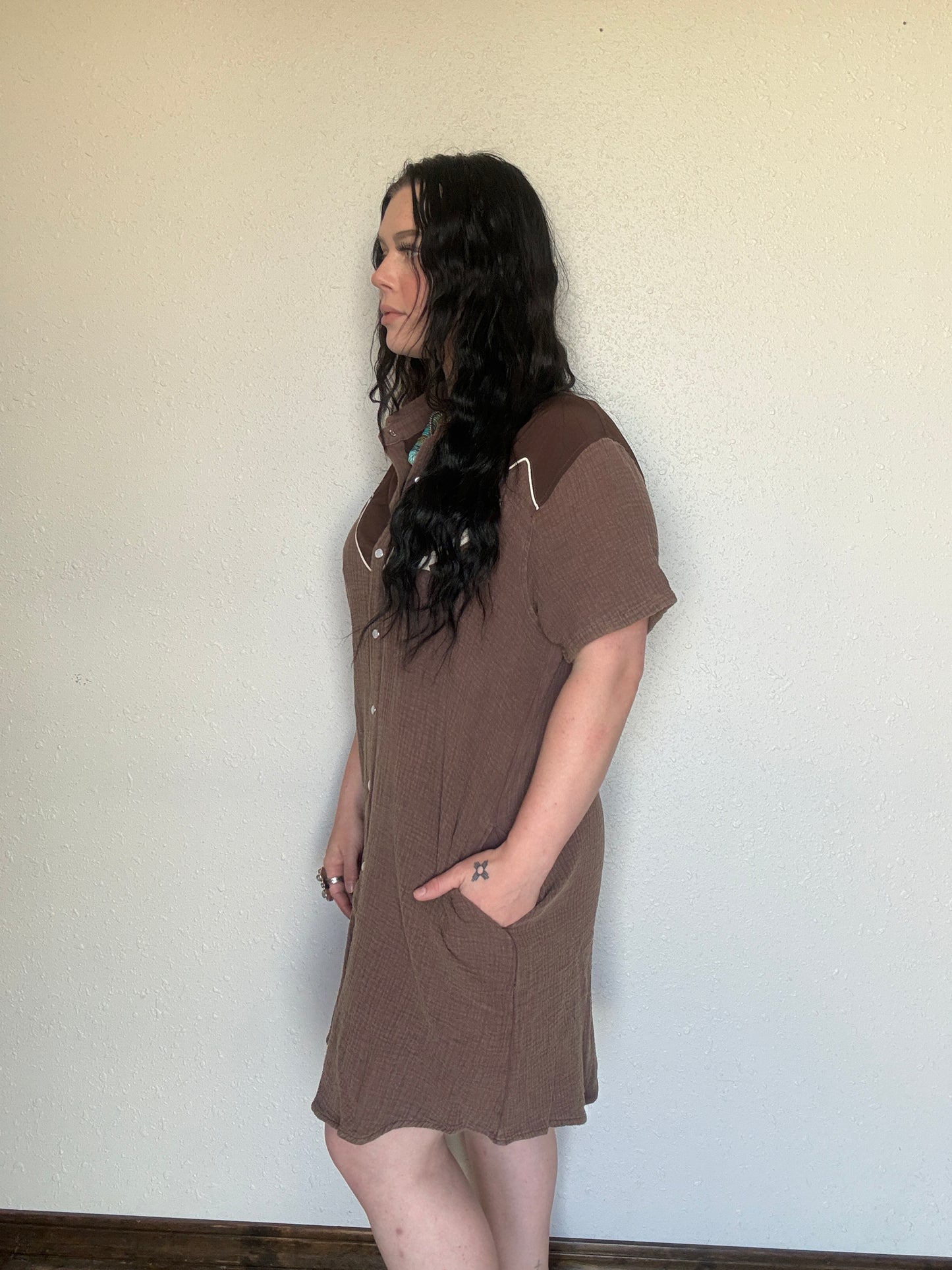 Ranchy Retro Pearl Snap Dress