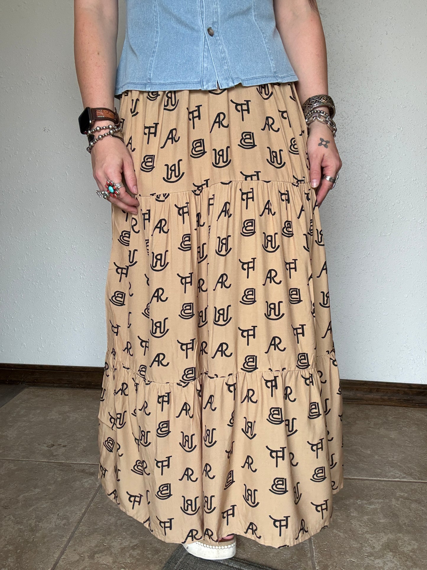Cattle Brands Maxi Skirt