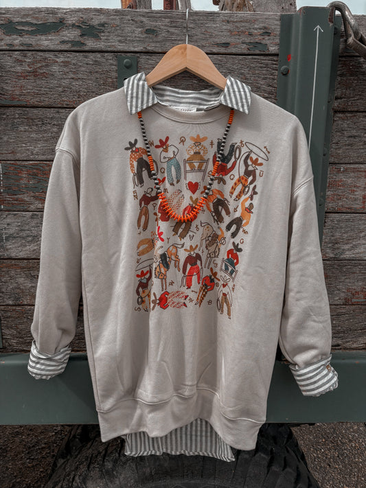 The Cowboy Party XOXO Art Crewneck