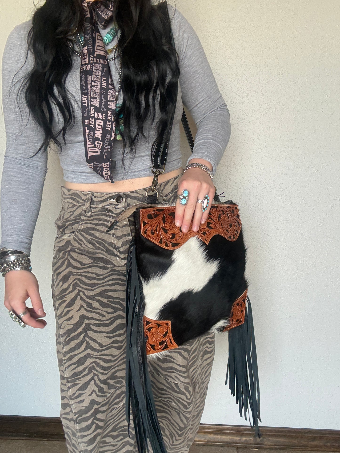 Tumbleweed Fringed Hand-Tooled Bag