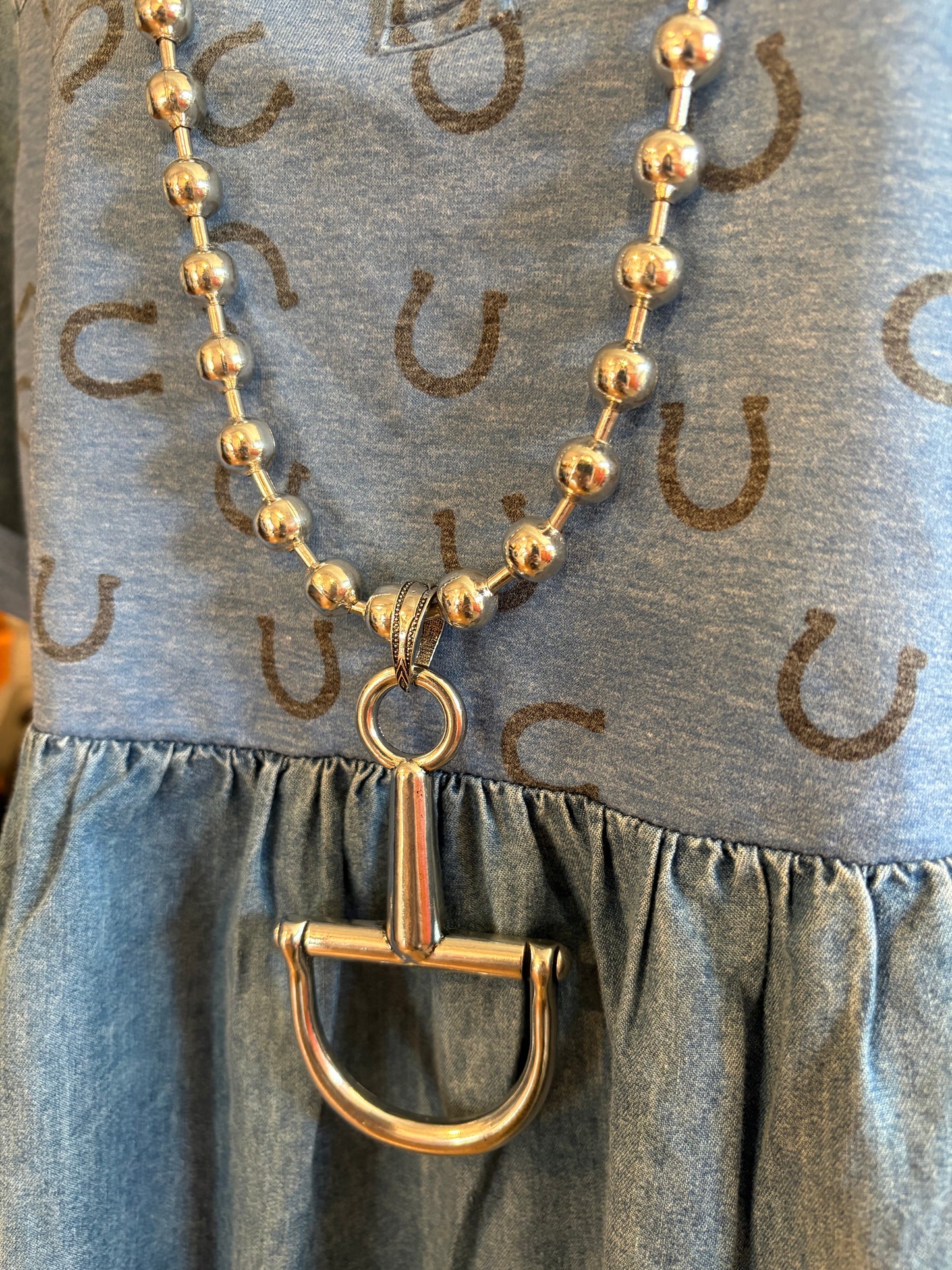 34'' horse bit pendant Necklace