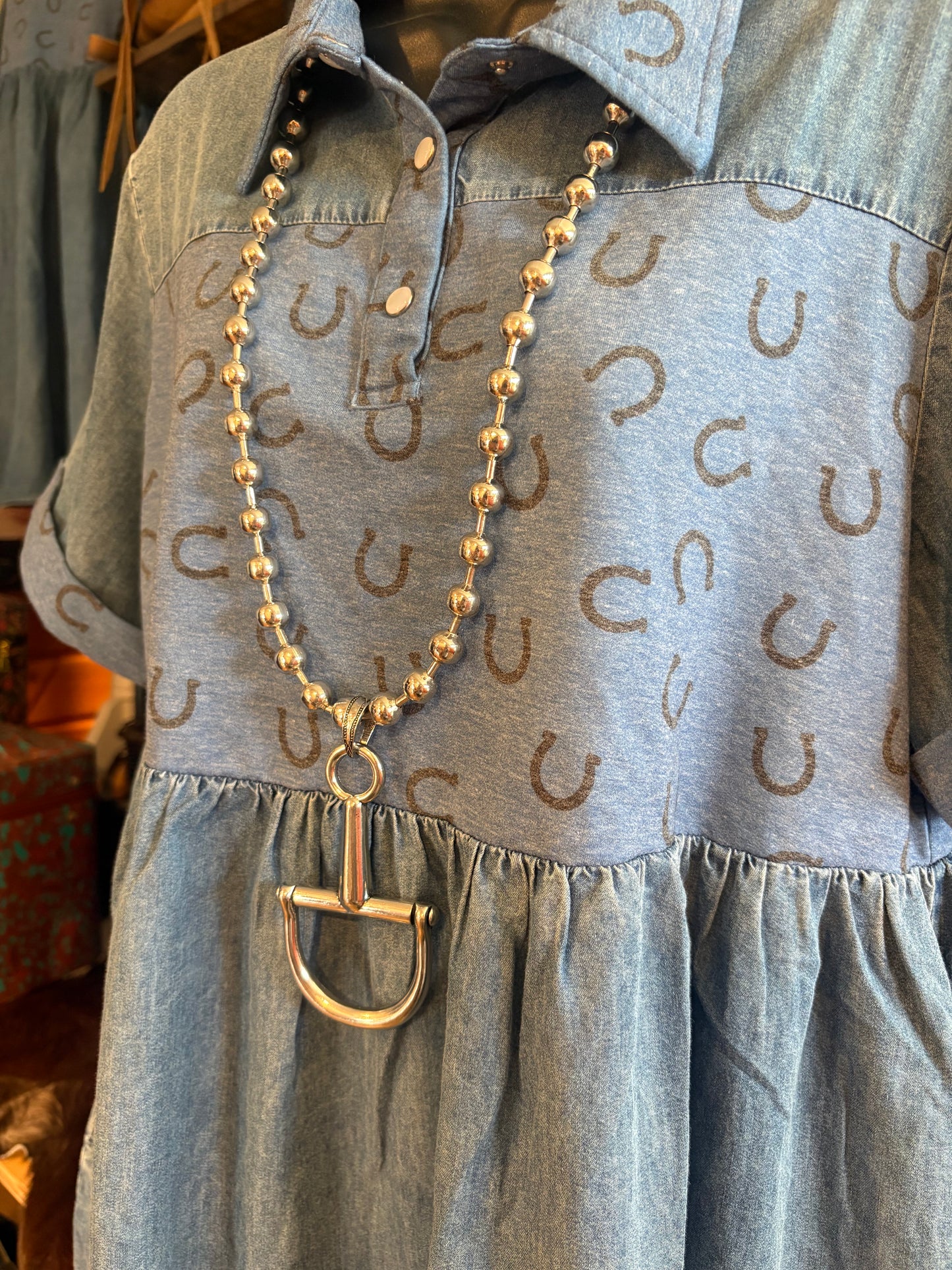 34'' horse bit pendant Necklace
