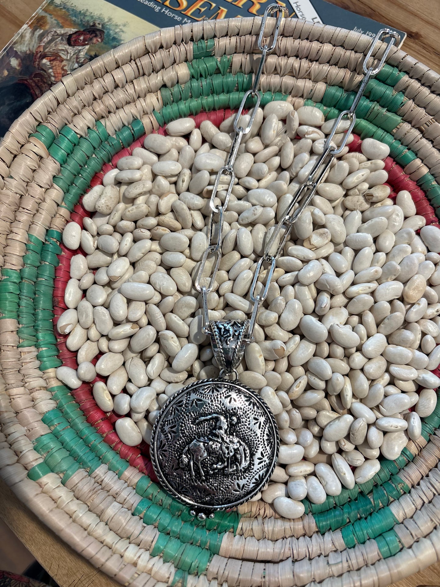 Silver Bucking Horse Necklace
