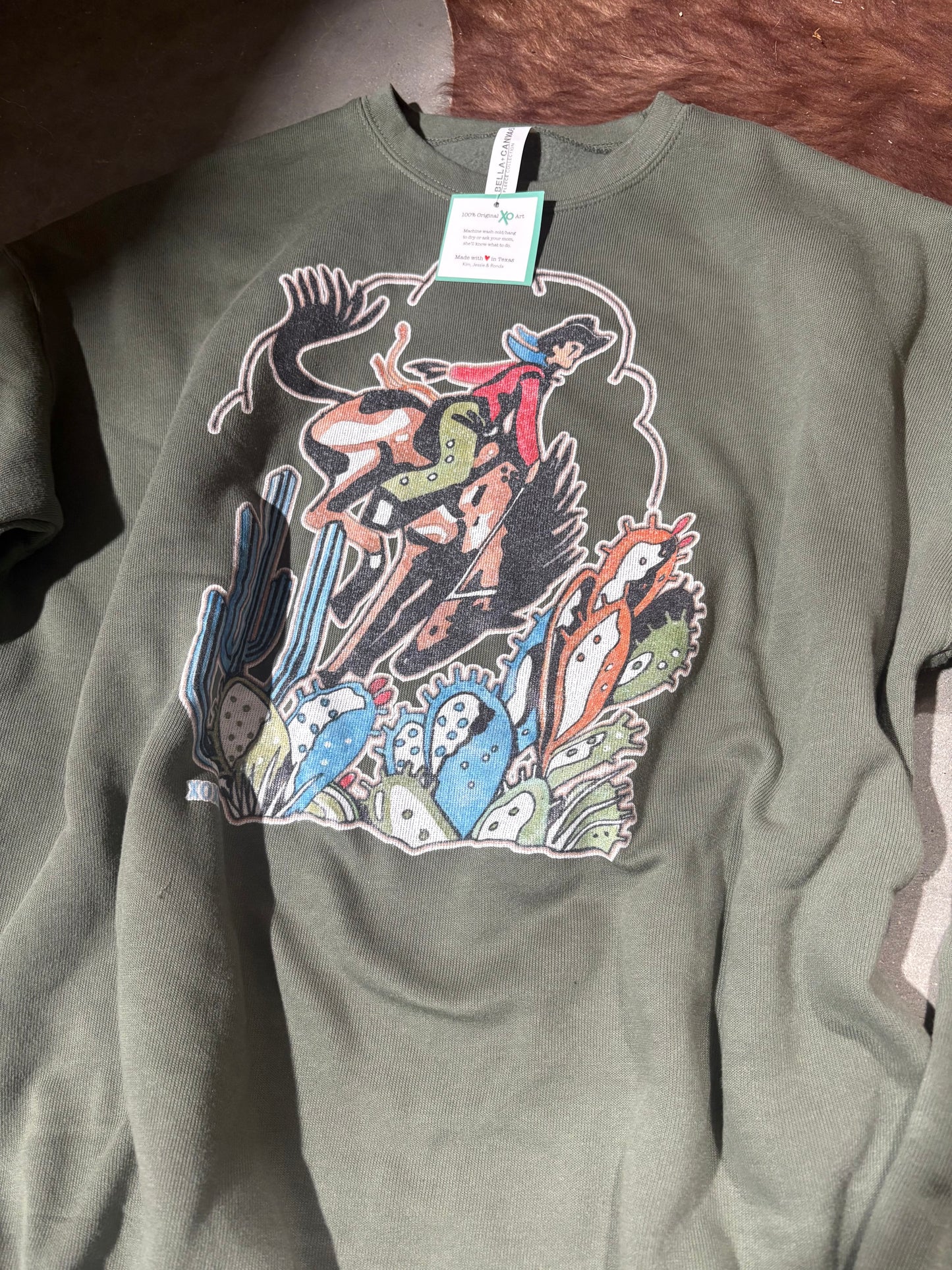 Cowboys & Cactus XOXO ART Hand-drawn Crewneck