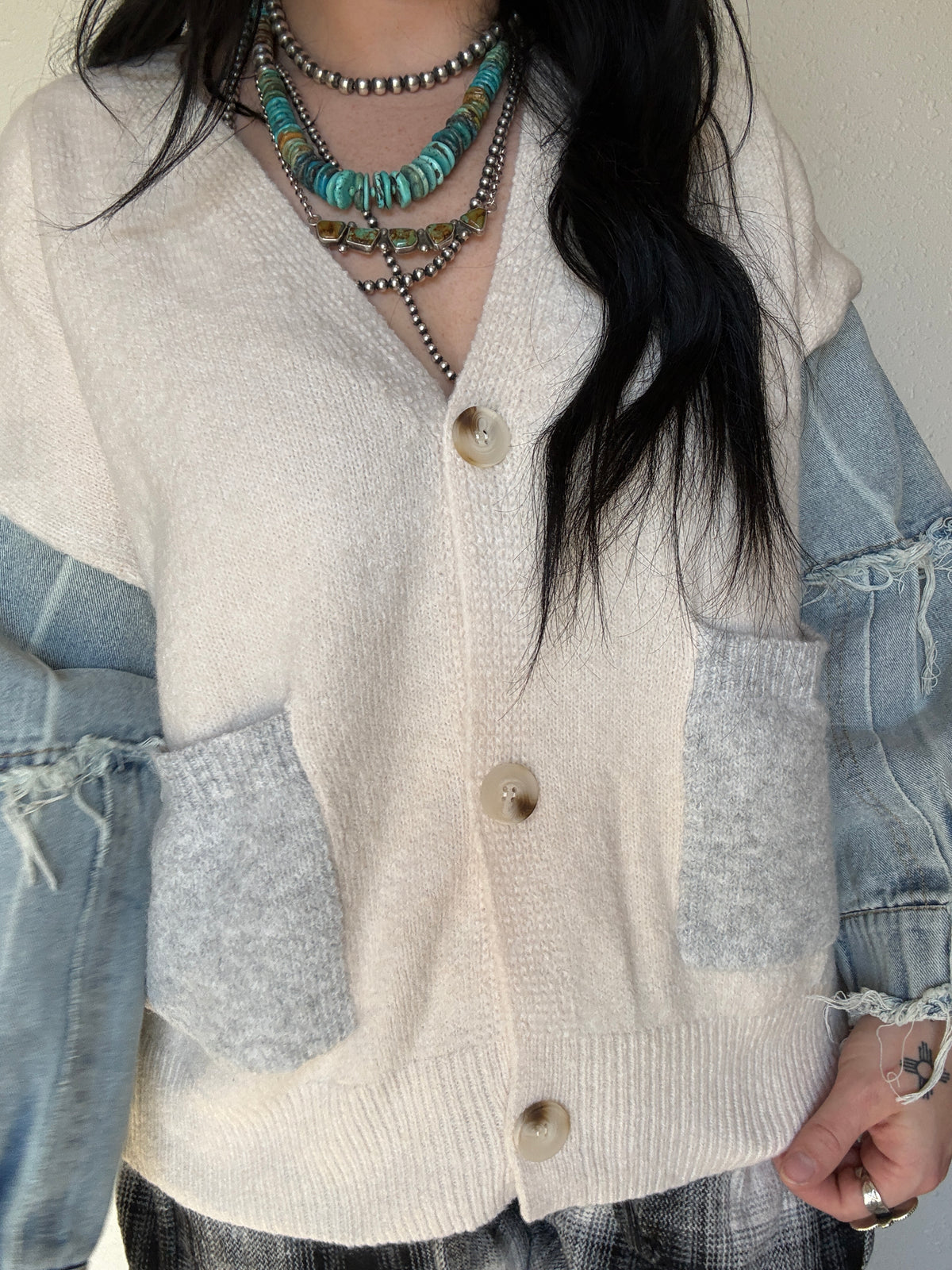 The Dandy Denim Cardigan *Cream