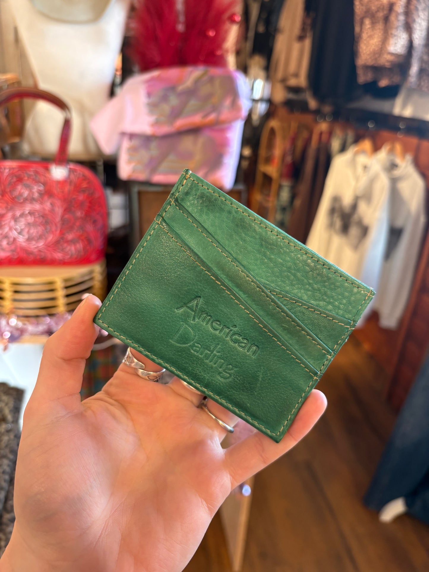 Turquoise Leather Card Holder