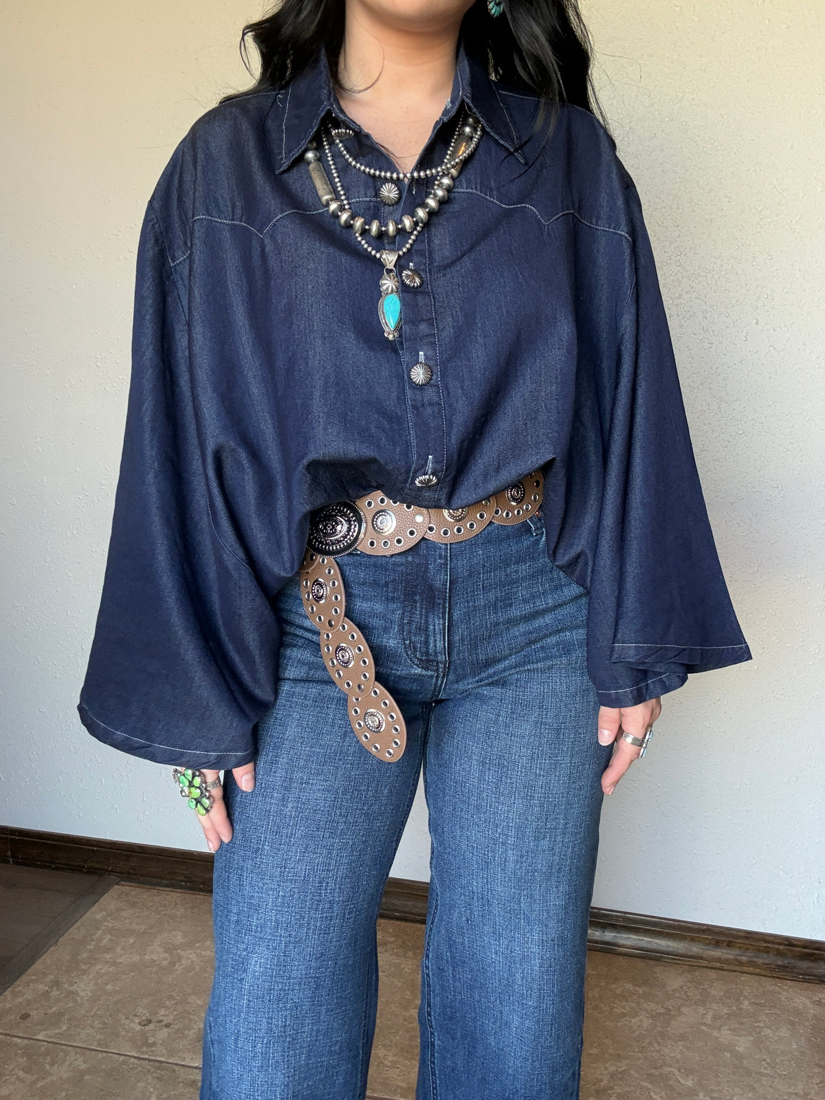 The Blu Outlaw One Size Denim Poncho