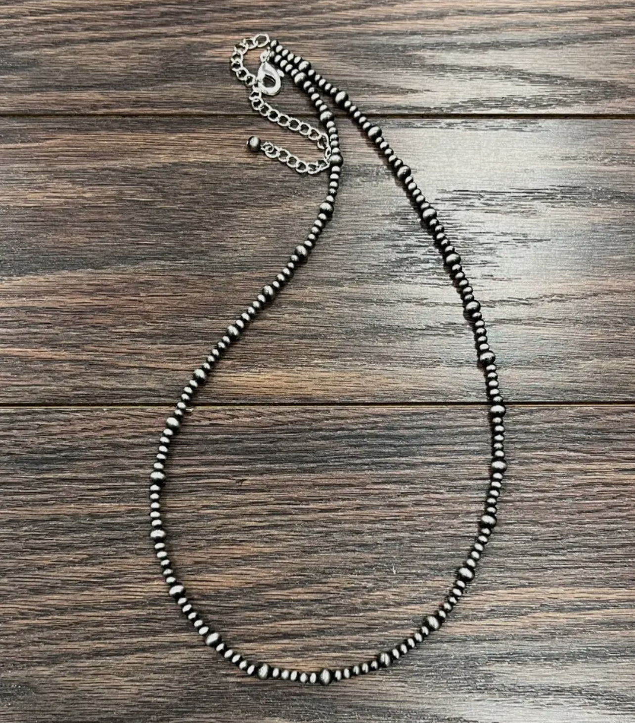 Faux Sterling Silver Beaded Necklace