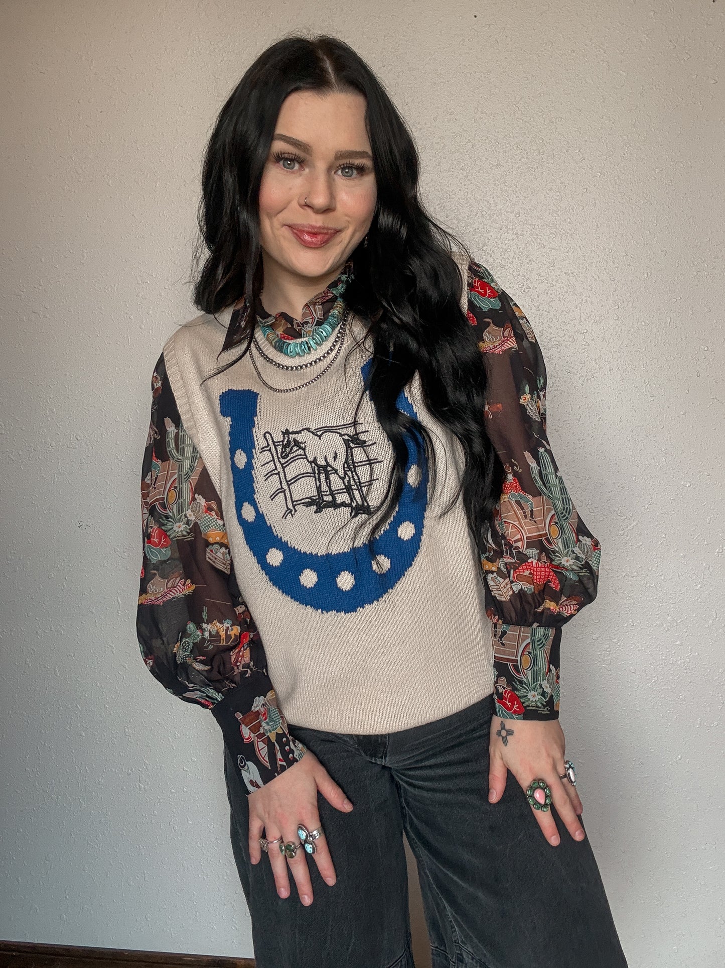 Wagon Wheel Mesh Blouse