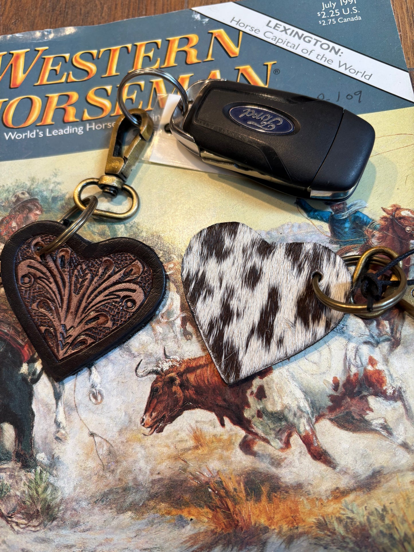 Carved Heart Western Key Fob