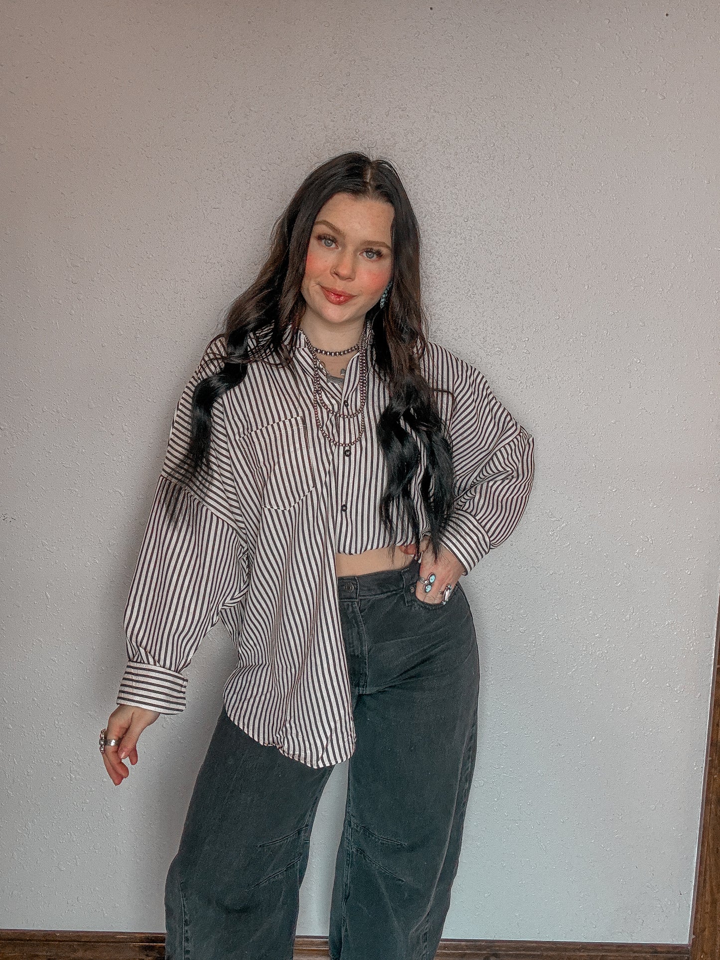 Oversized Striped Button Up