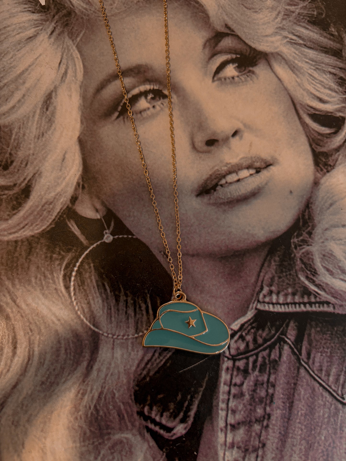 Gold Cowboy Hat Necklace