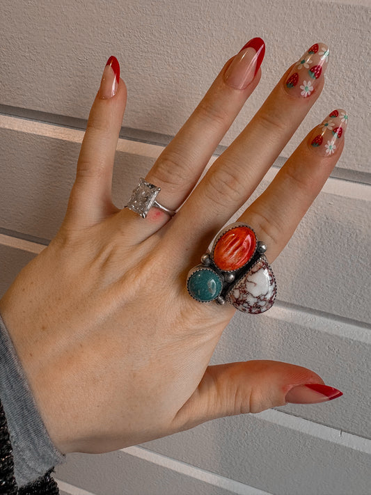 Large Multi Cluster Stone Adjustable Ring