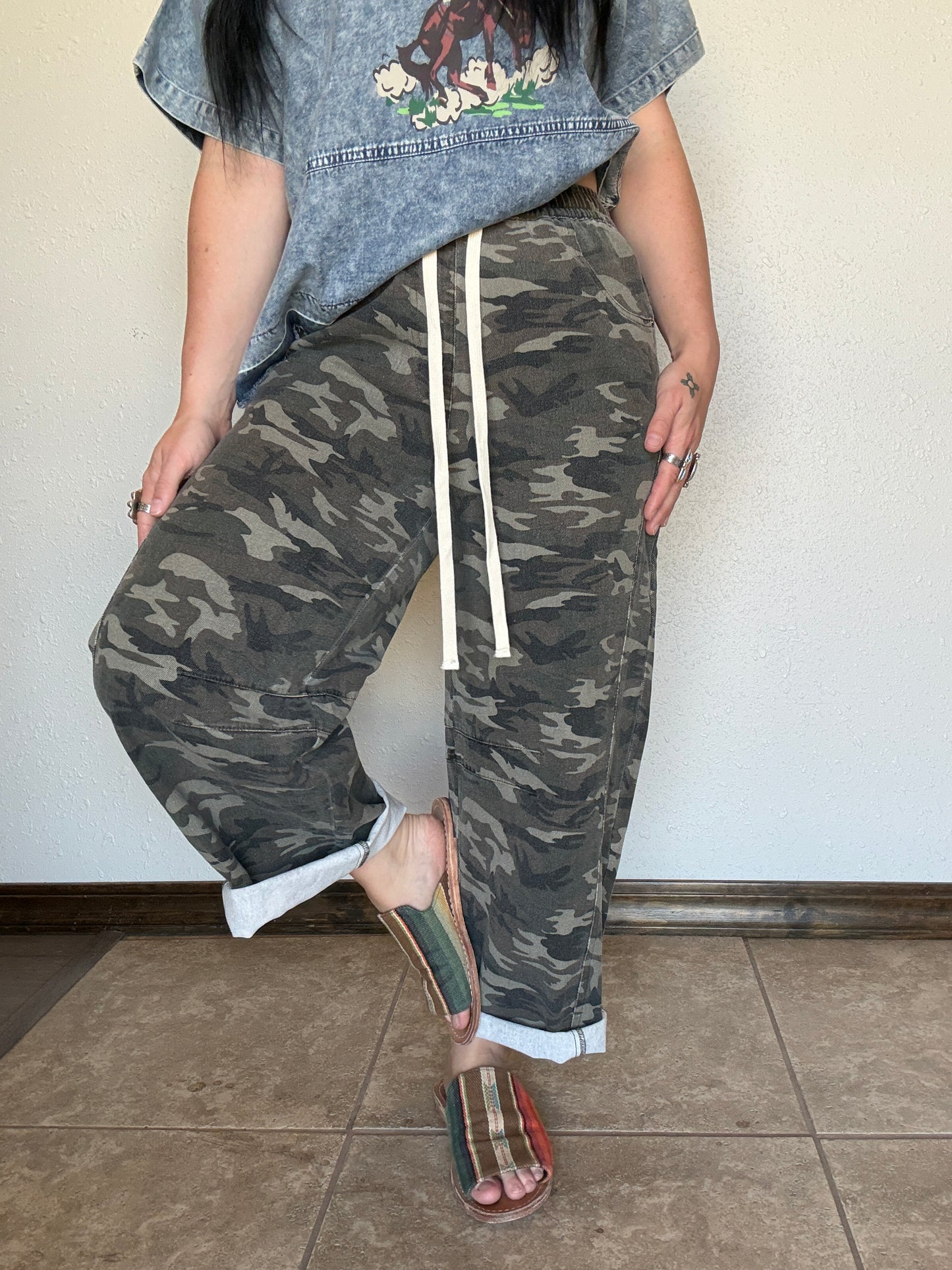 The Fairground Camo Barrel Jean