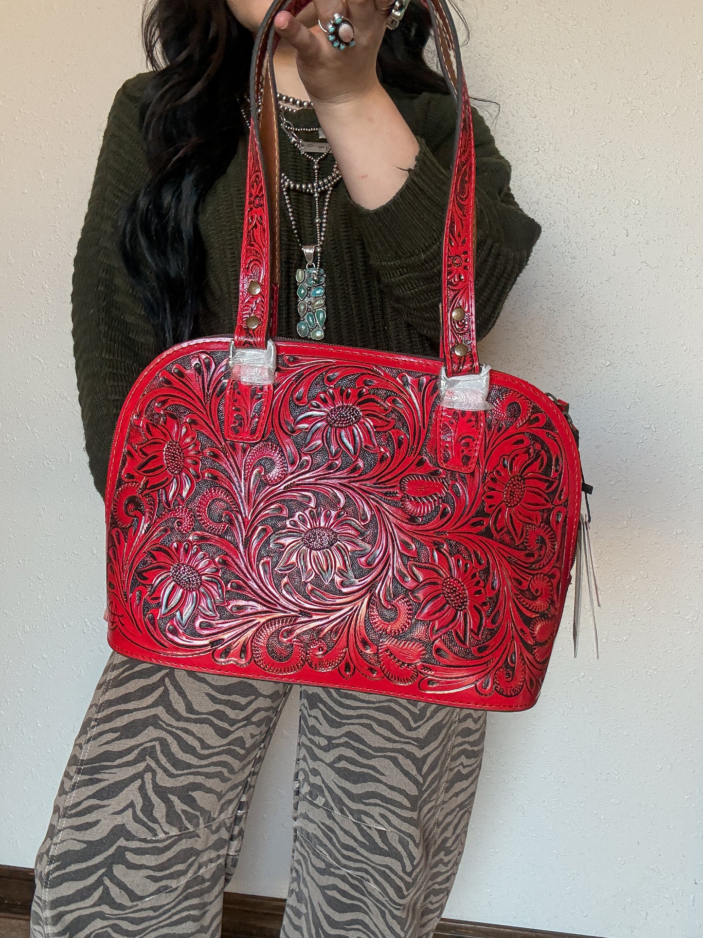 Red Pony Tooled Bag