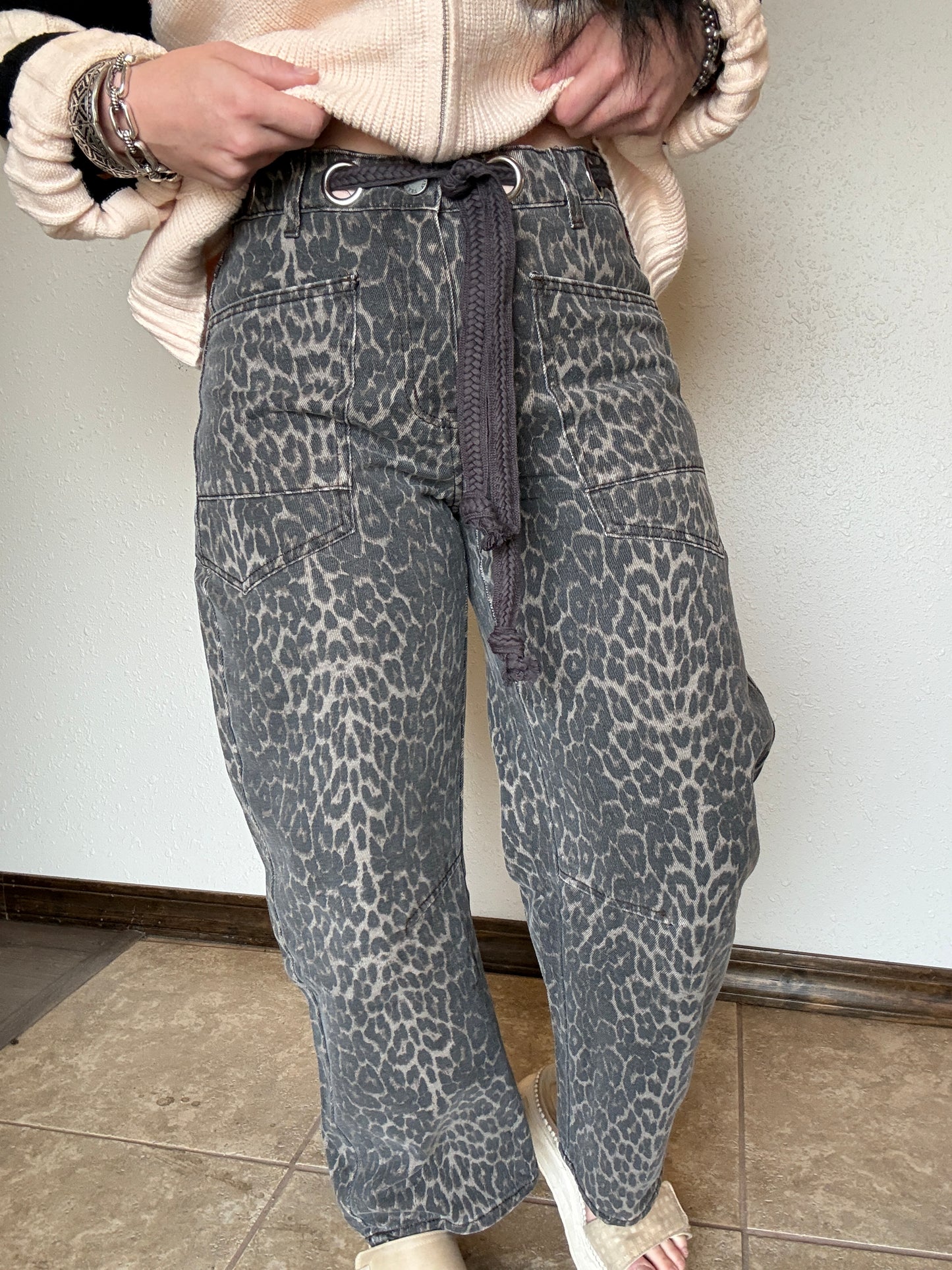 The Lefty Leopard Barrel Jeans