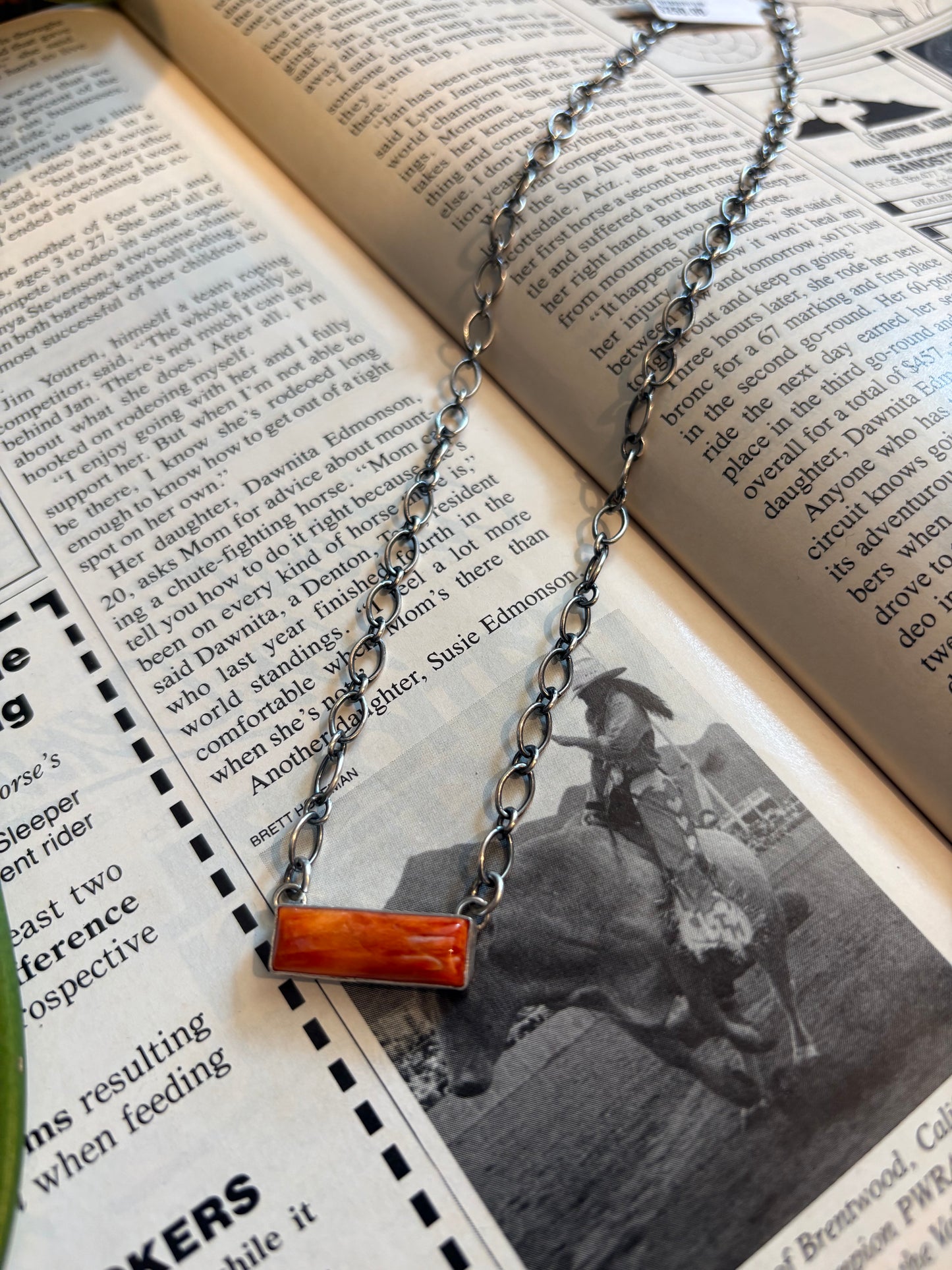 P. Spencer Native Made Orange Spiny Bar Necklace