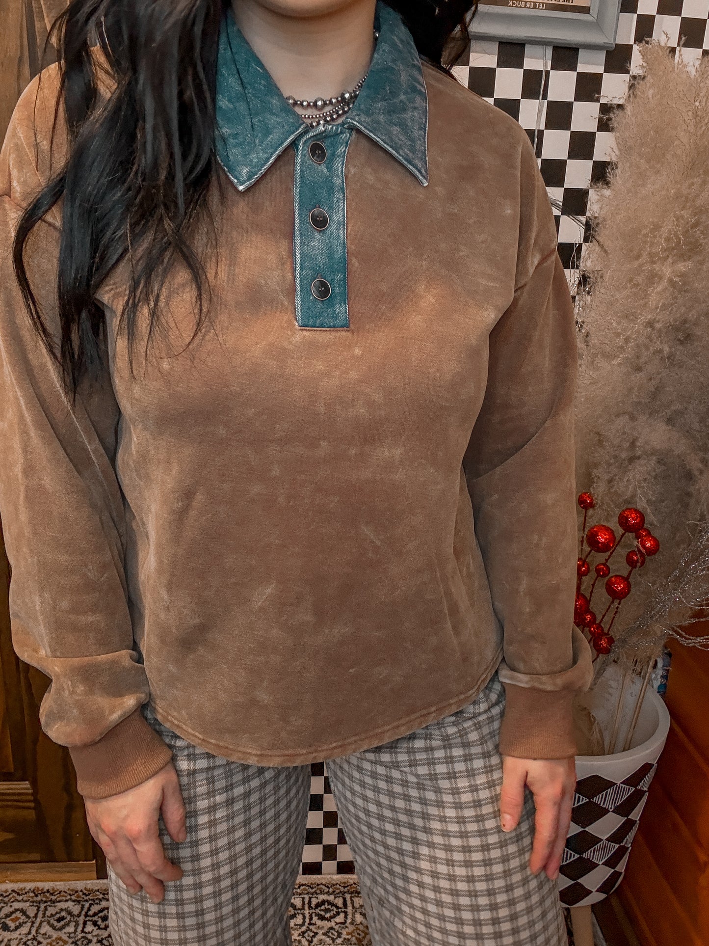 The Teddy Denim Collar Sweater