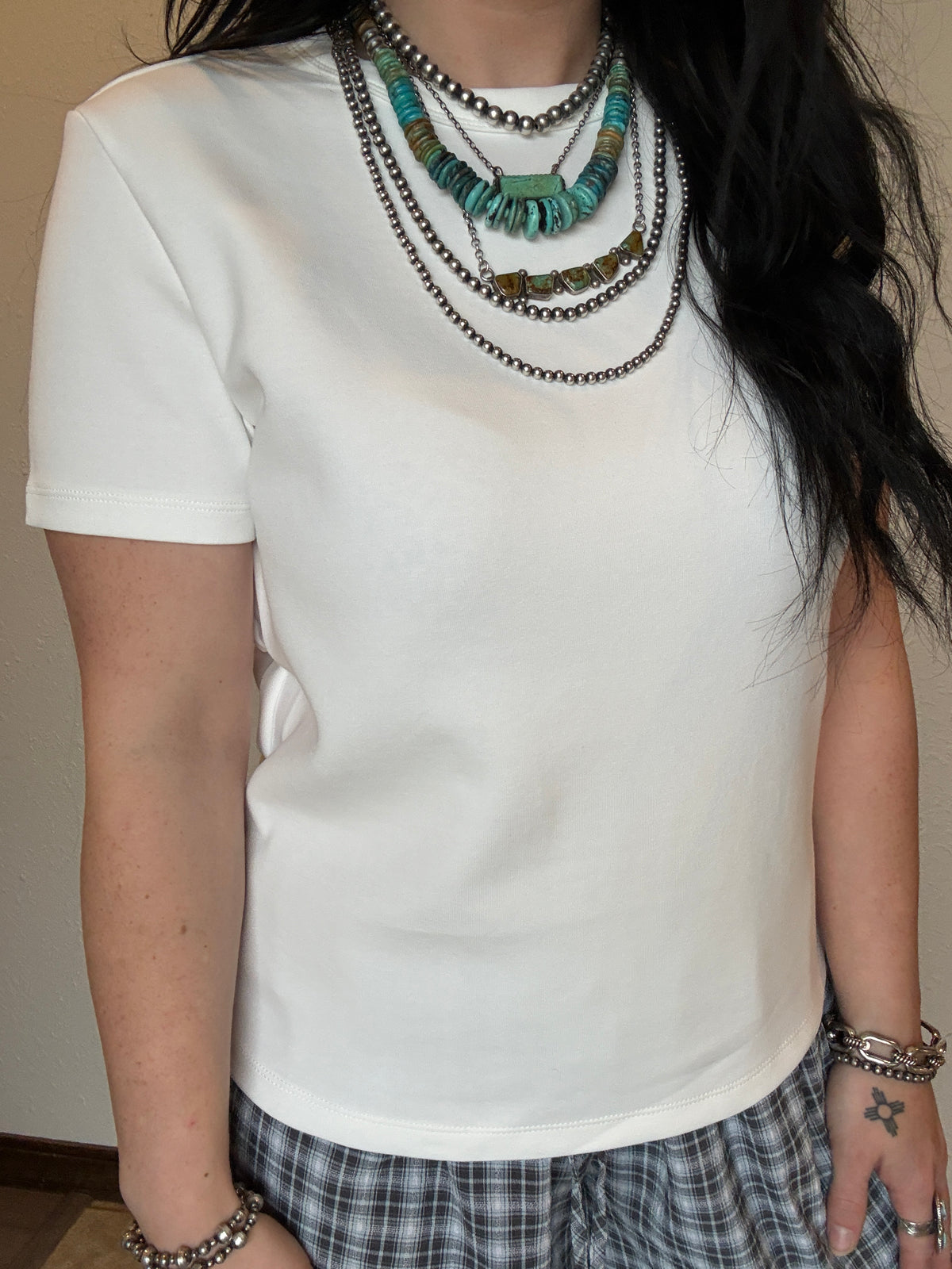 Short Sleeve Round Neck Soft Knit Jersey Top *White