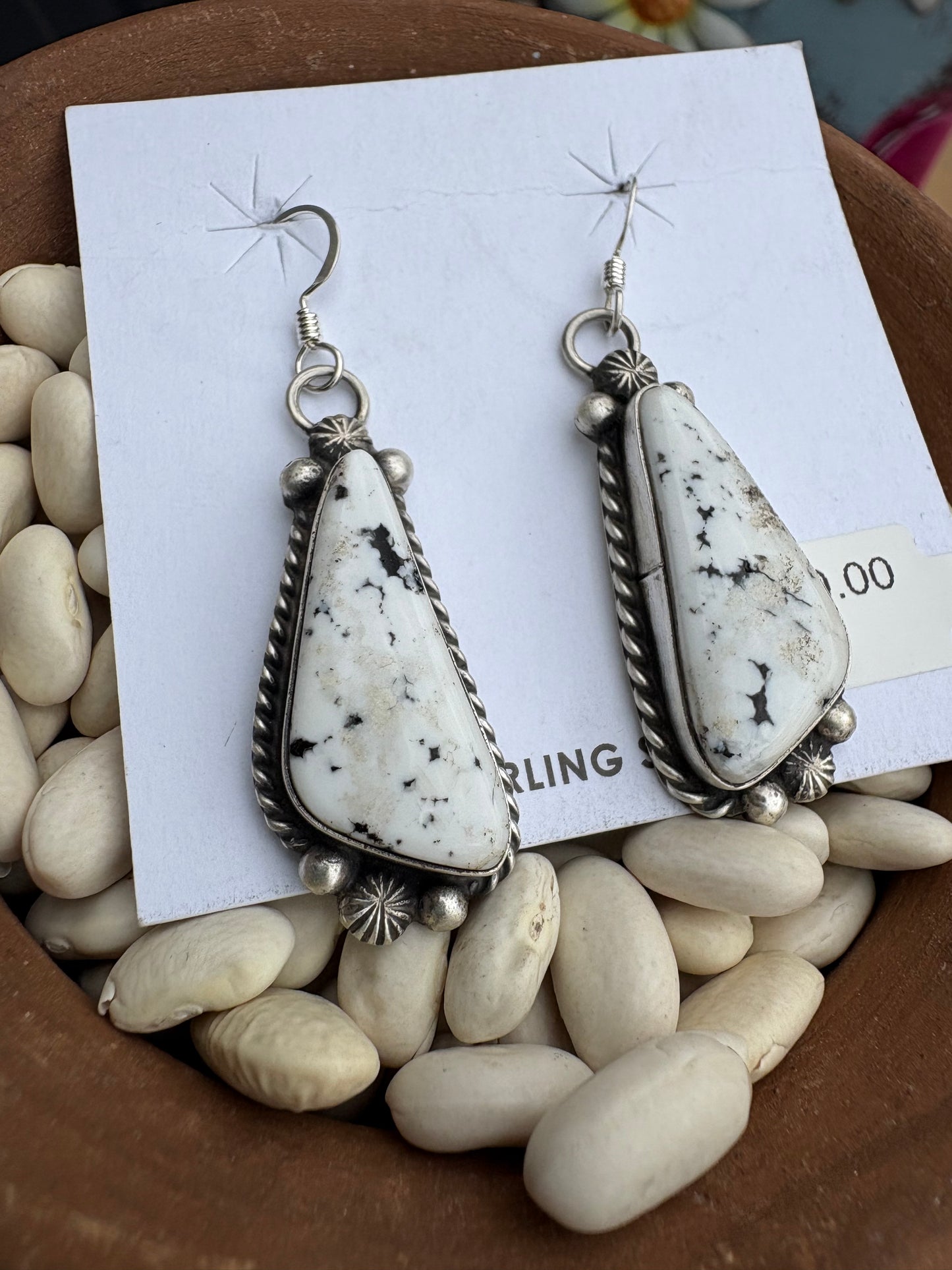 Chassity Belone Native Made White Buffalo Earrings