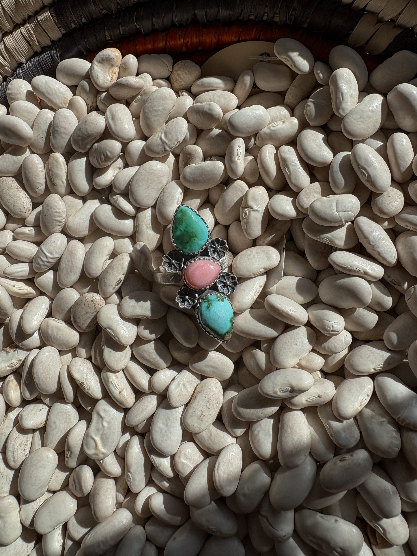 Pink Conch Sonoran Turquoise Ring