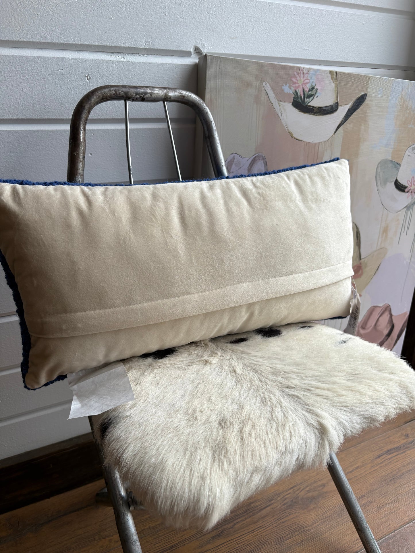 Blue Howdy Wool Hook Pillow