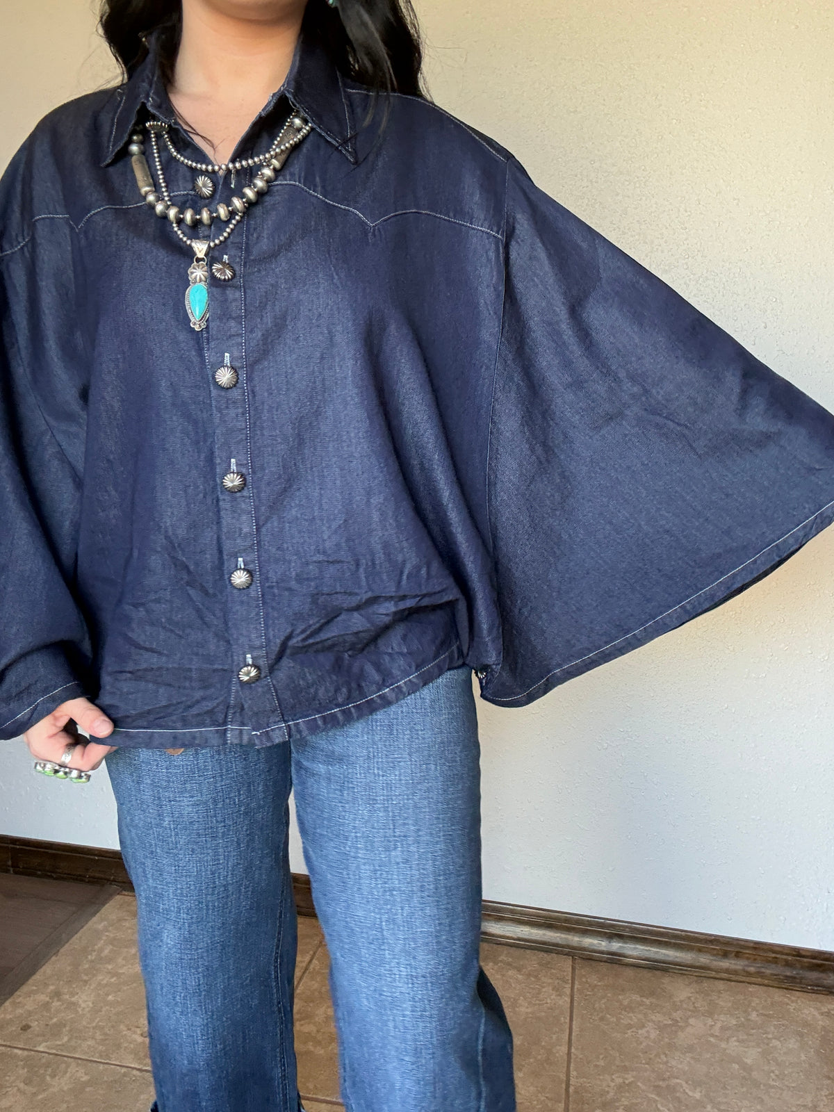The Blu Outlaw One Size Denim Poncho