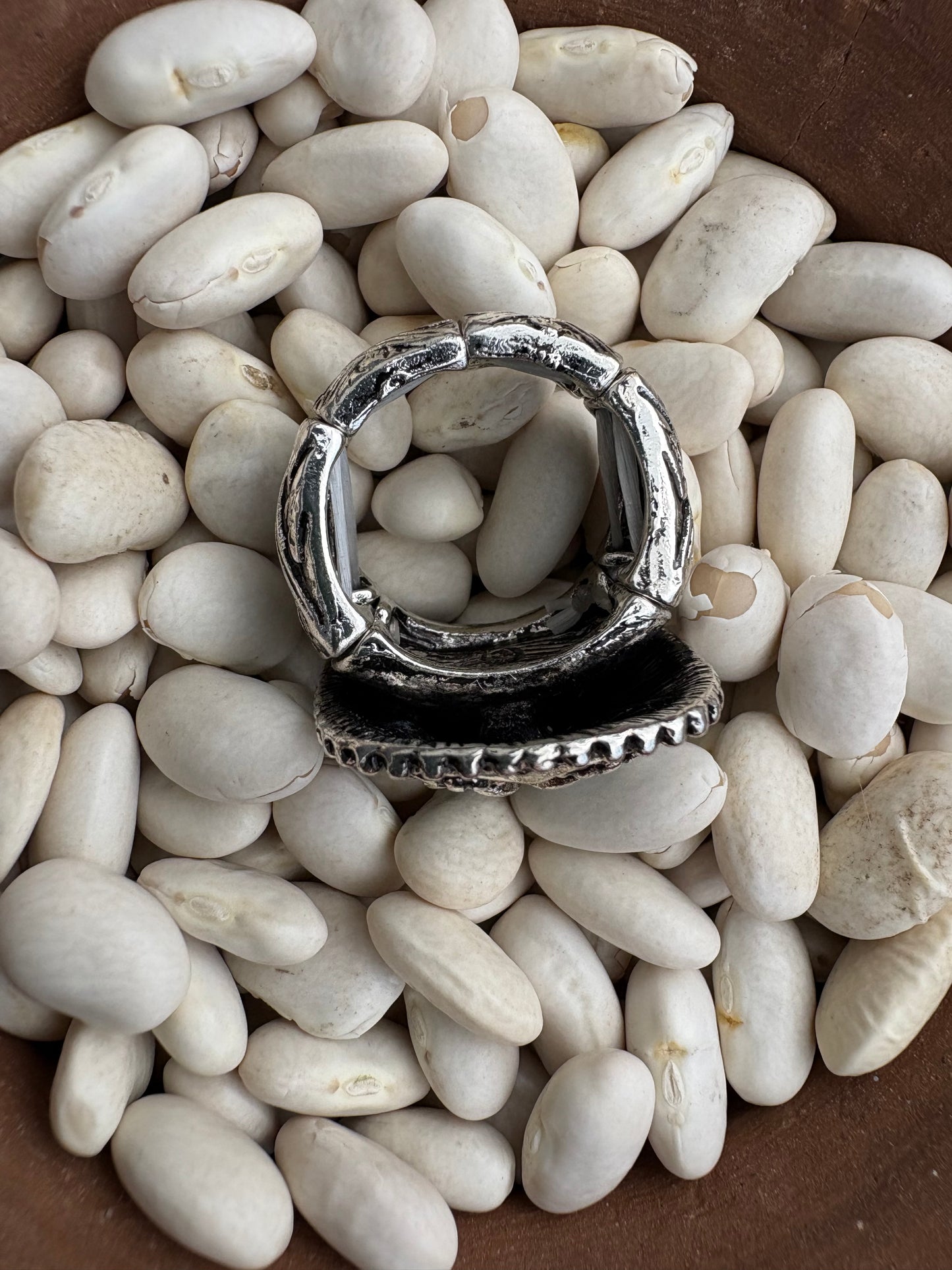 Western Flower Engraved Stretchy Ring