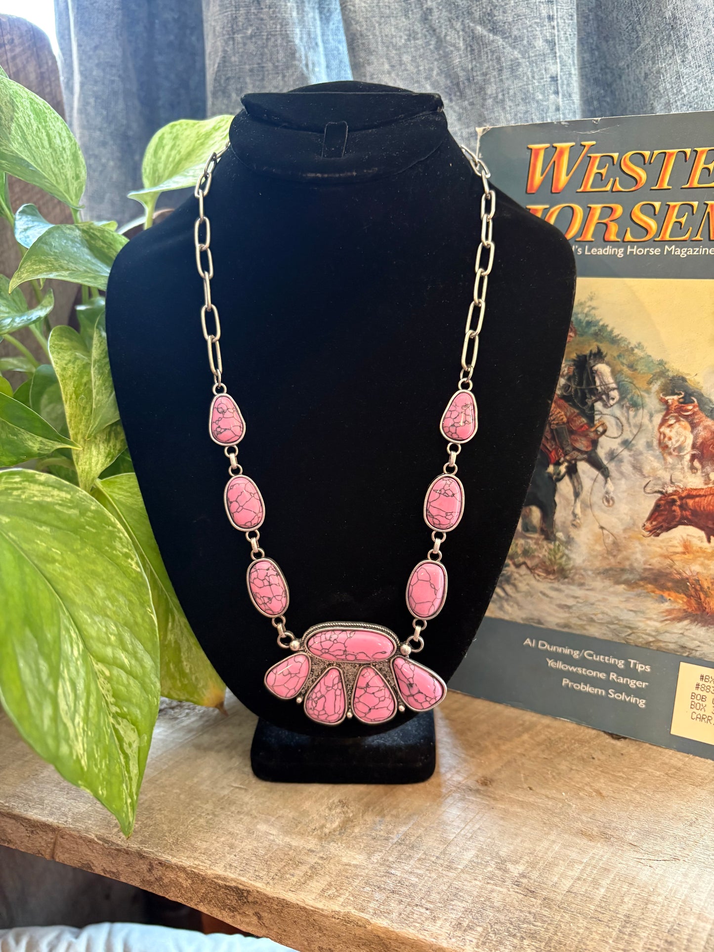 Pink Cluster Necklace