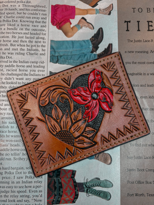 Tooled Leather & Cowhide Card Holder