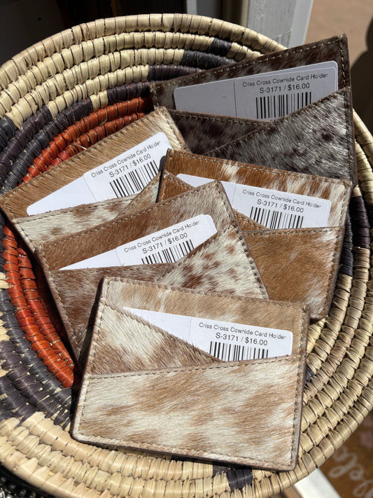 Criss Cross Cowhide Card Holder