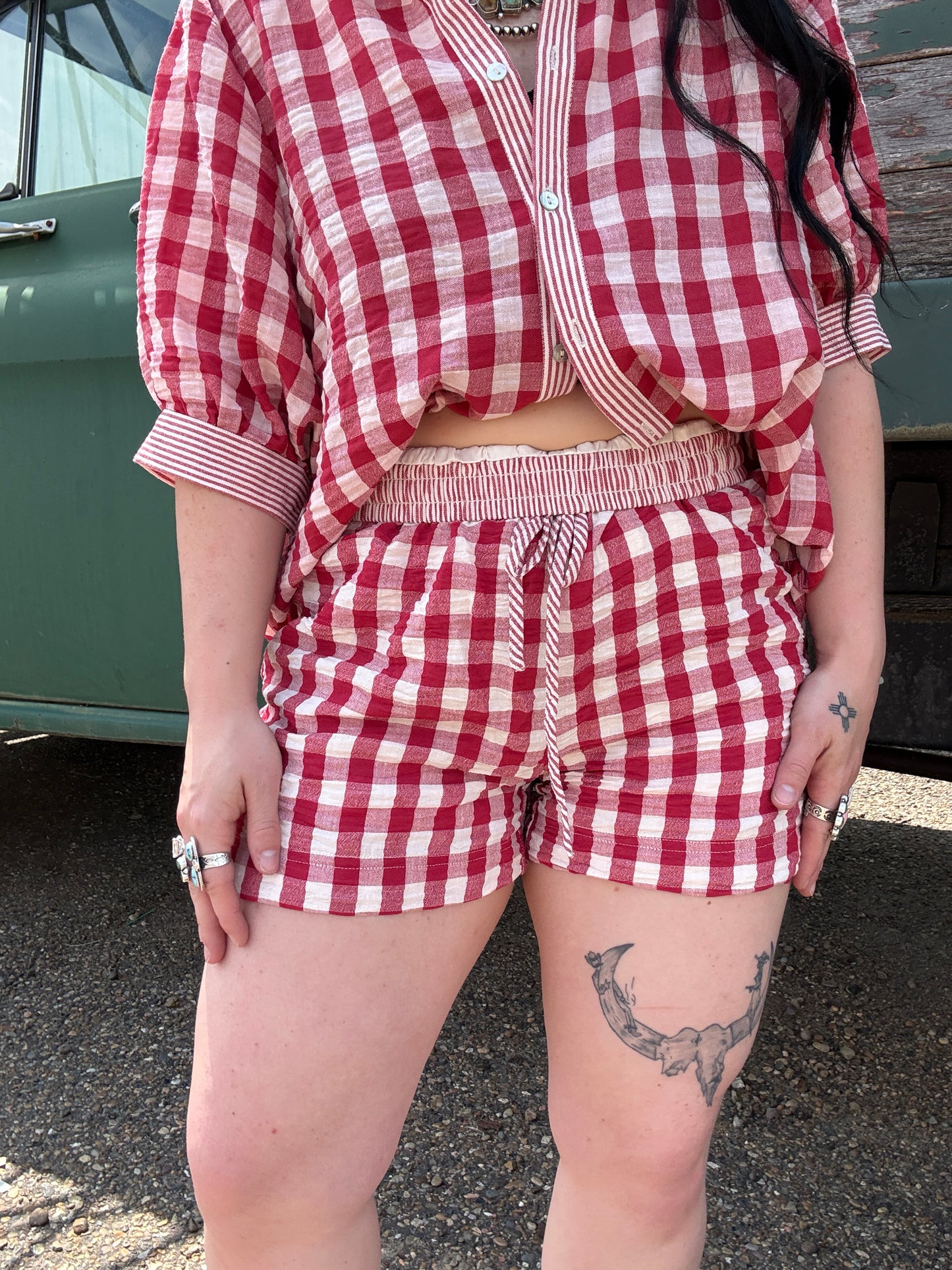 Prairie Breeze Gingham Set *Red