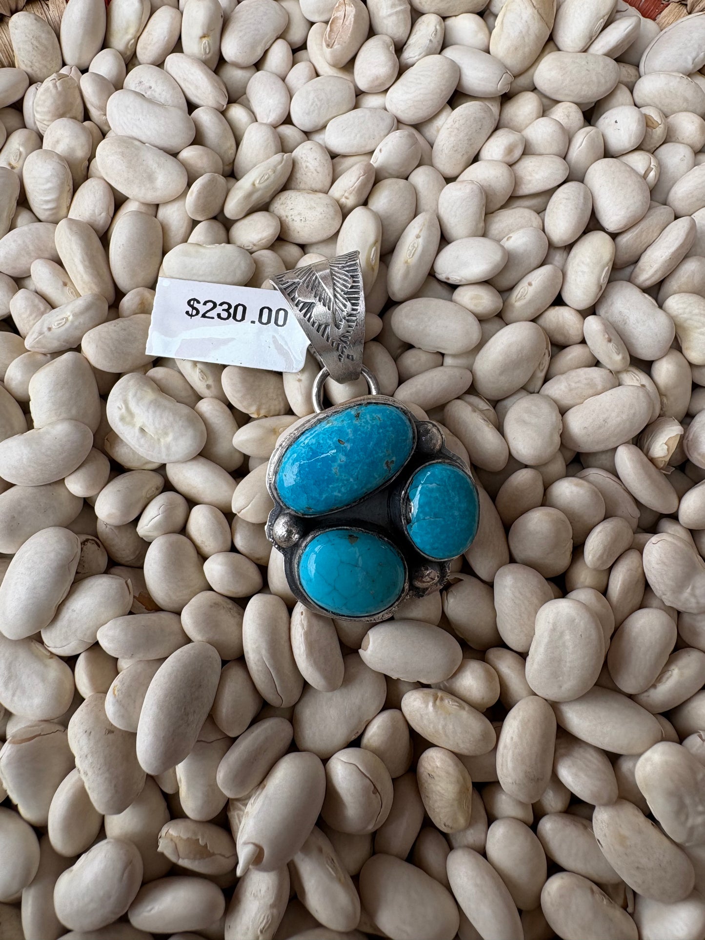 Turquoise Native Made Three Stone Pendant