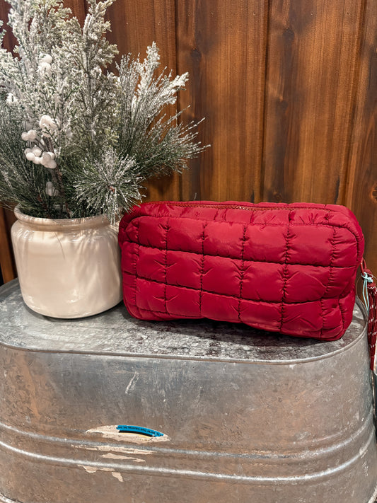Quilted Puffer Pouch *RED