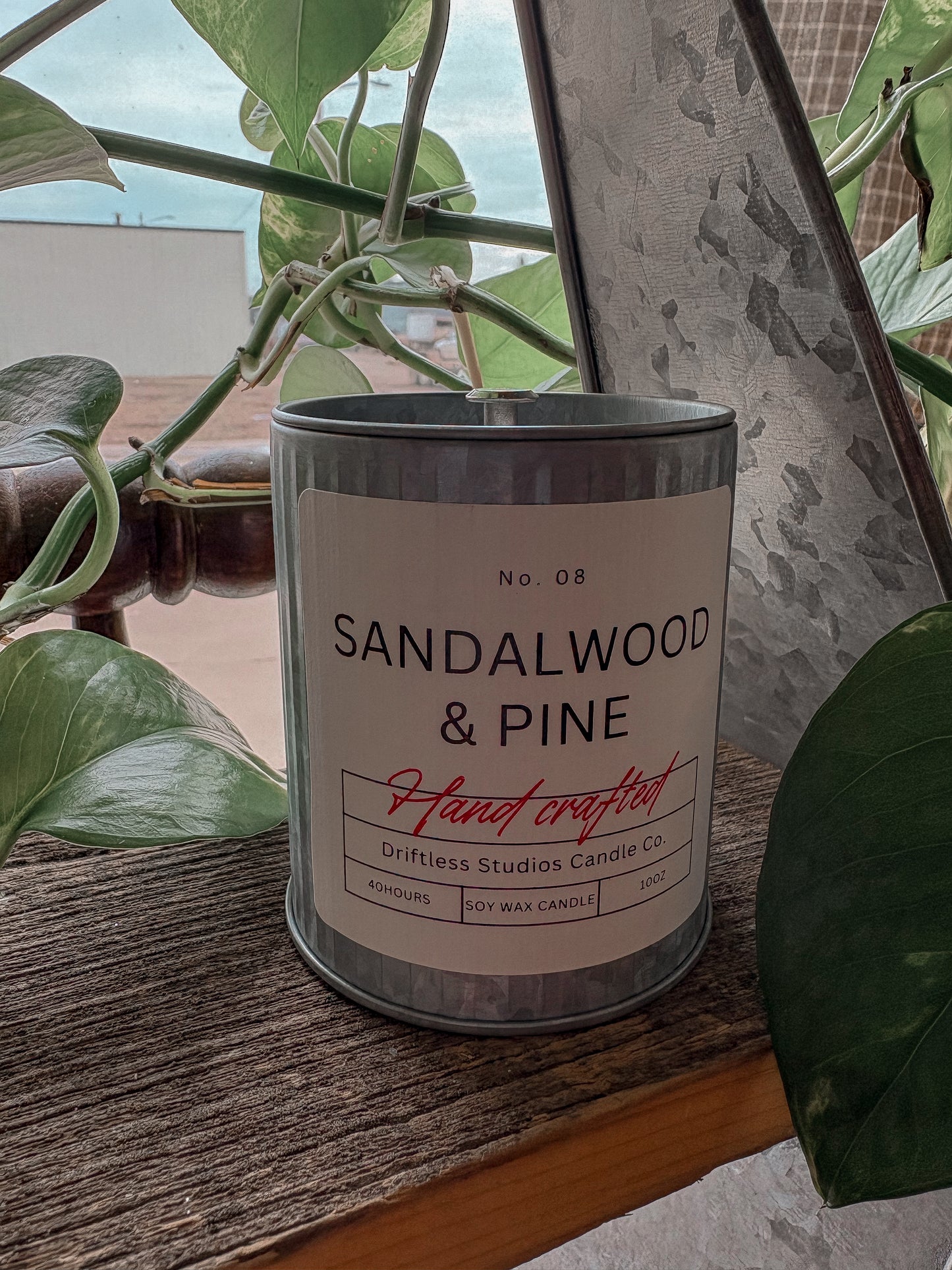 Sandalwood & Pine Candle- Galvanized Tin Container