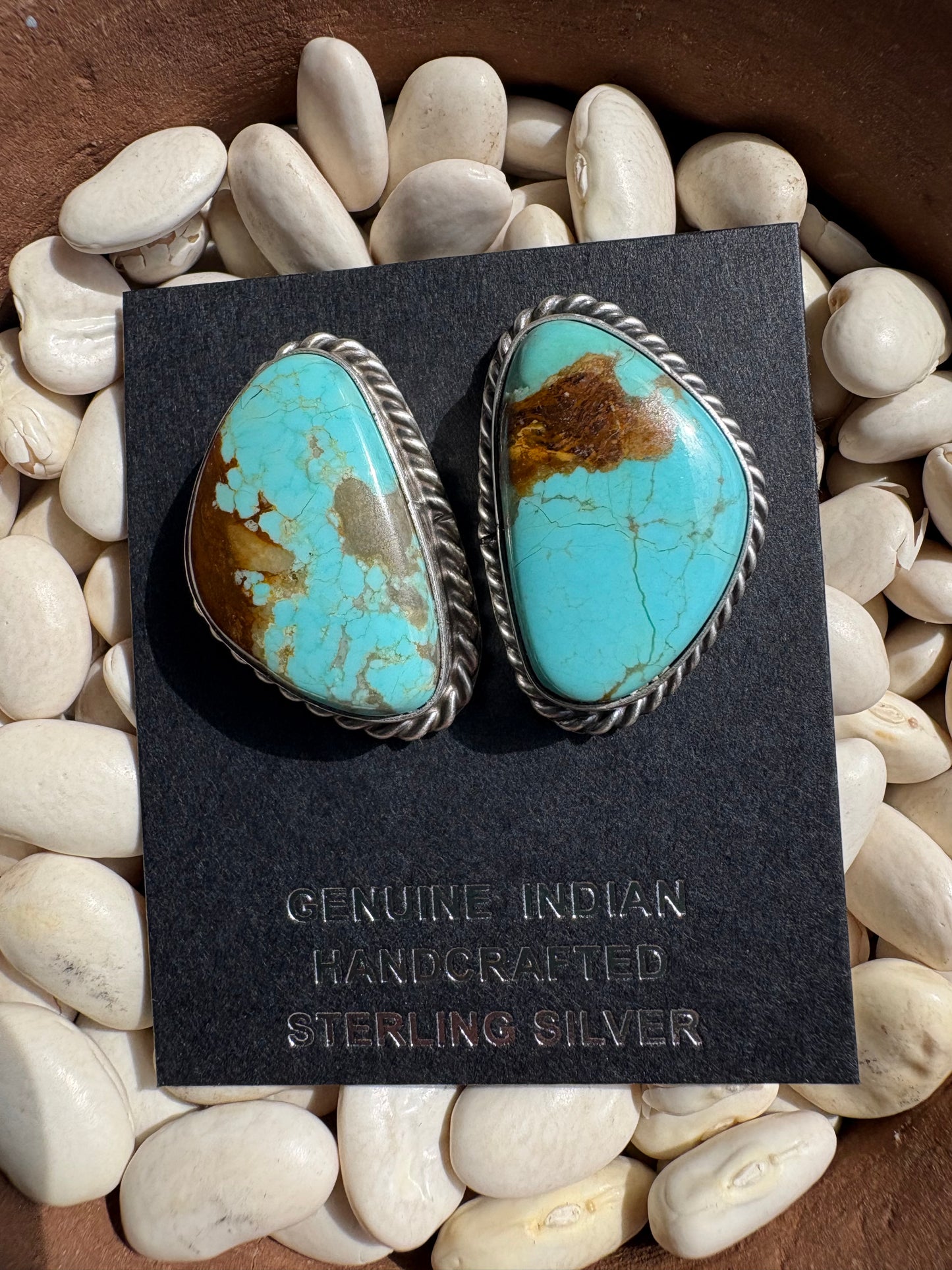 Large Mine 8 Turquoise Studs Native Made Chasity Belone