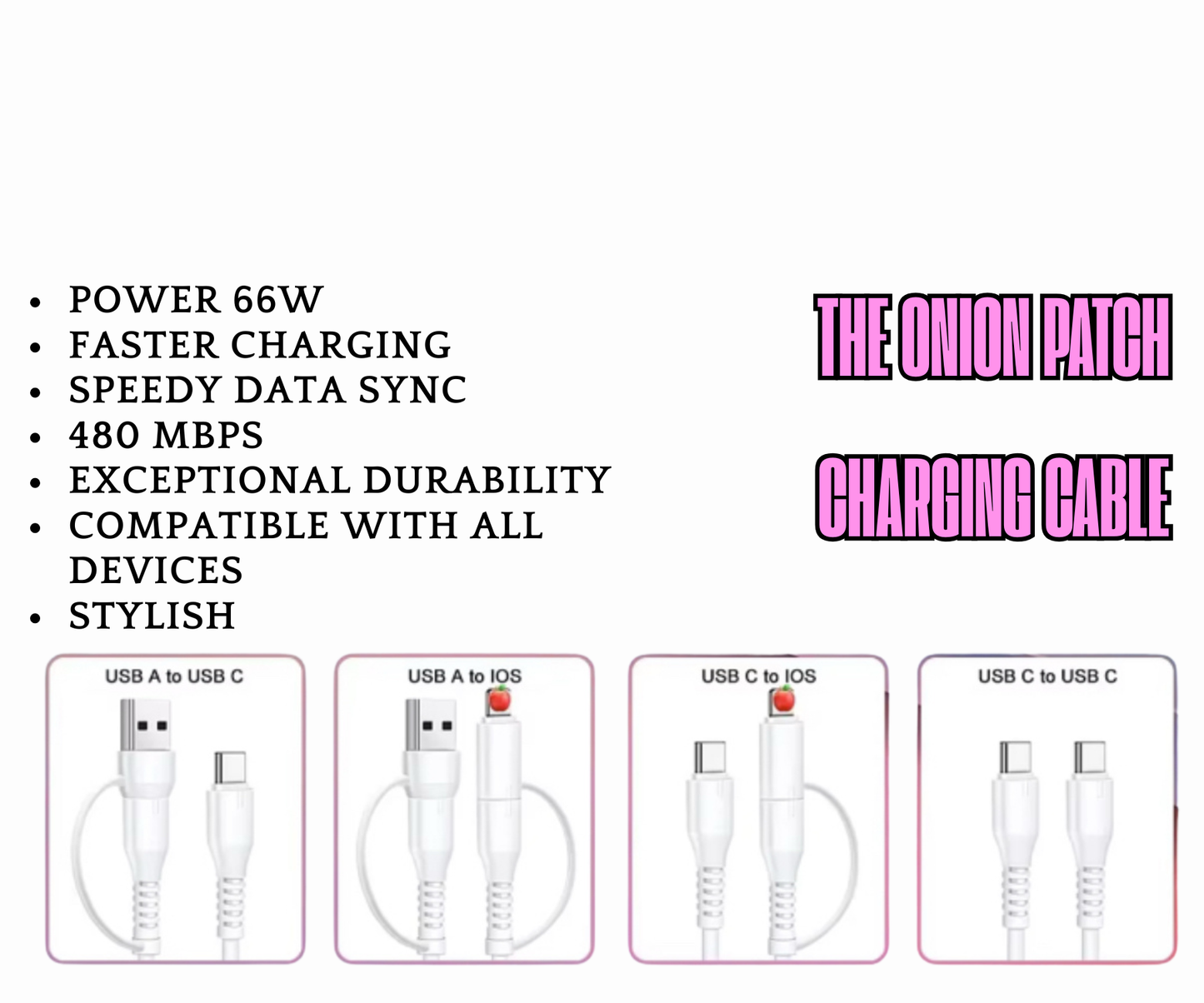 Light Turquoise Beaded 4-In 1 Charging Cable