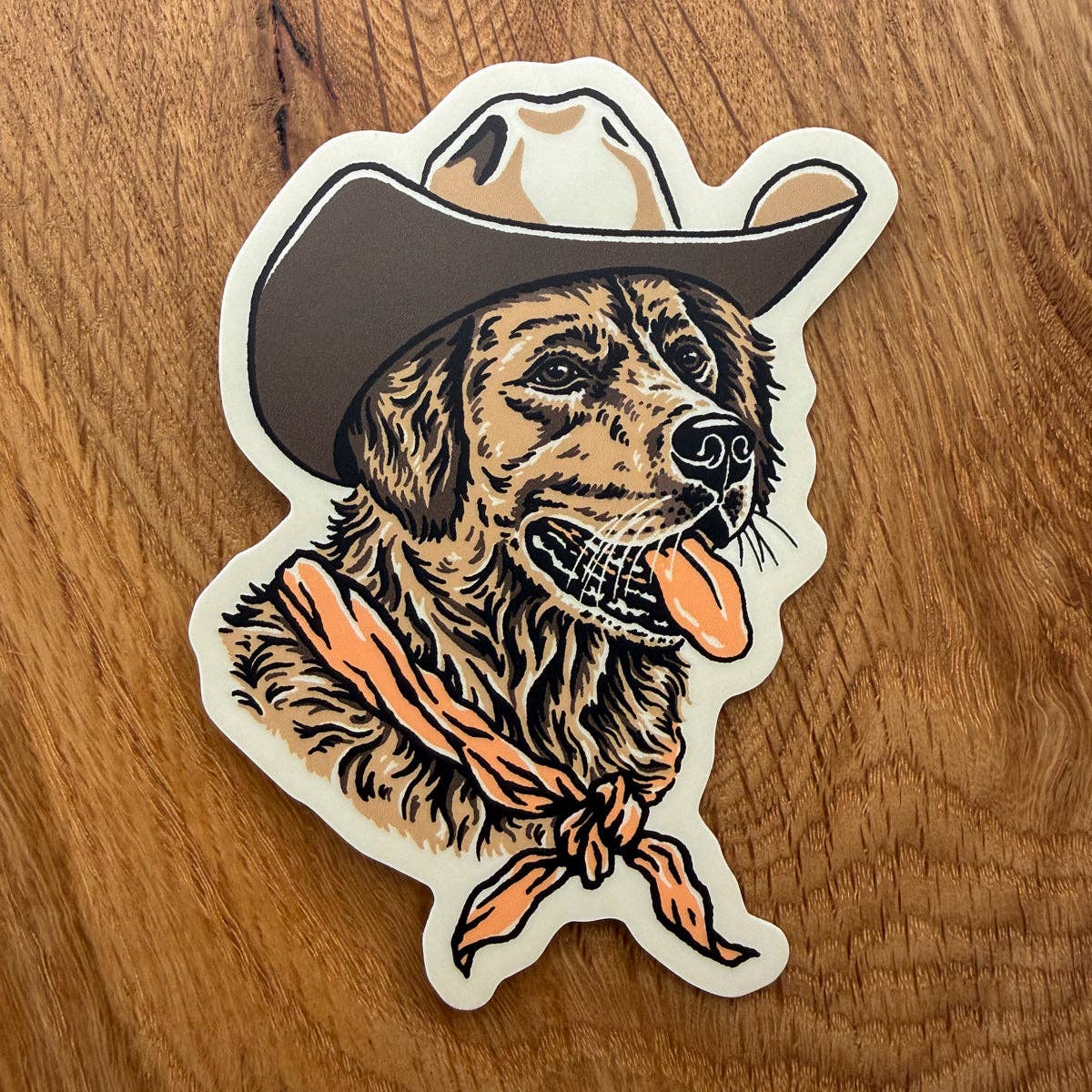 Golden Retriever Cowdog - 4 Inch Matte Vinyl Cowboy Dog Sticker